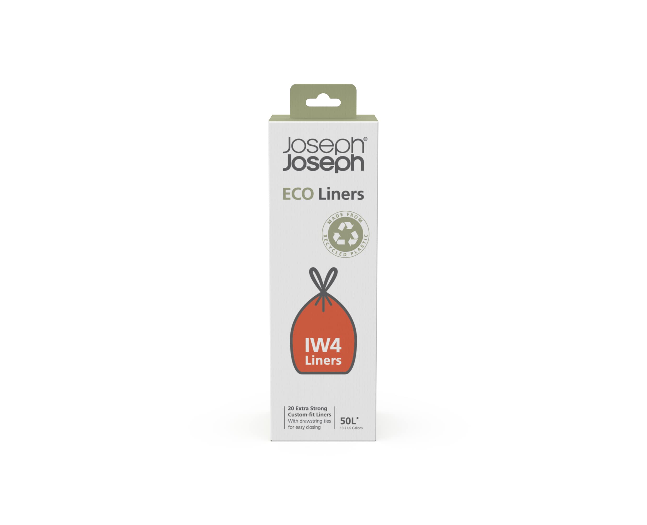 Joseph Joseph IW4 Eco Recycled Plastic Bin Liners - 50L Capacity, Grey, 20 Count