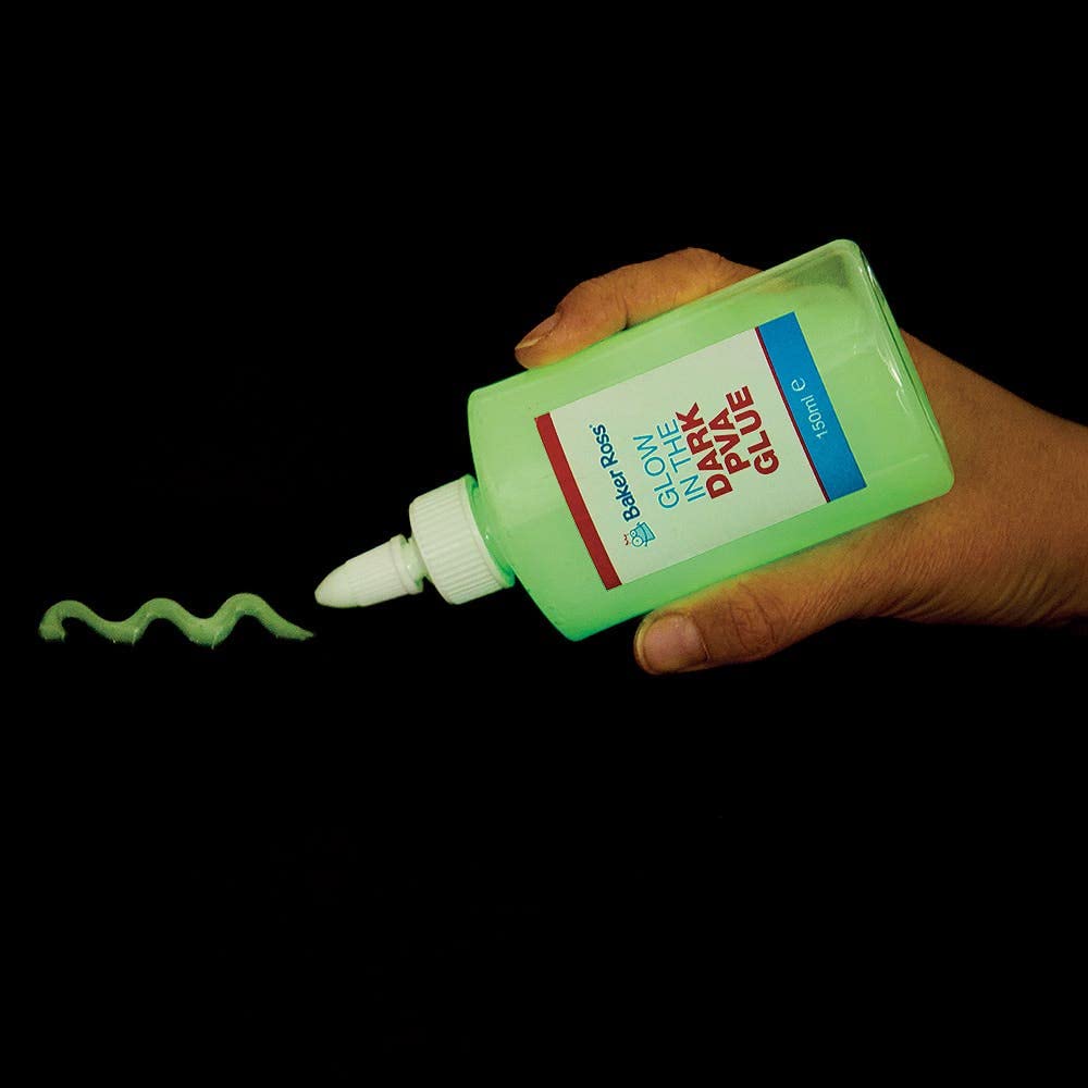 Baker Ross FX130 Glow in the Dark PVA Glue - 150ml Craft Adhesive for Kids 2
