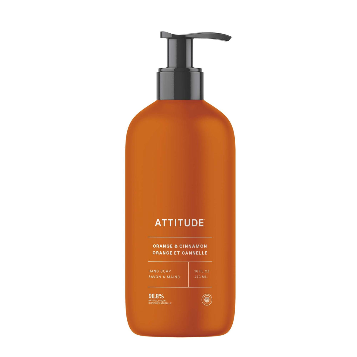 ATTITUDE Liquid Hand Soap - EWG Verified, Plant & Mineral-Based, Orange Cinnamon Scent, 473 ml