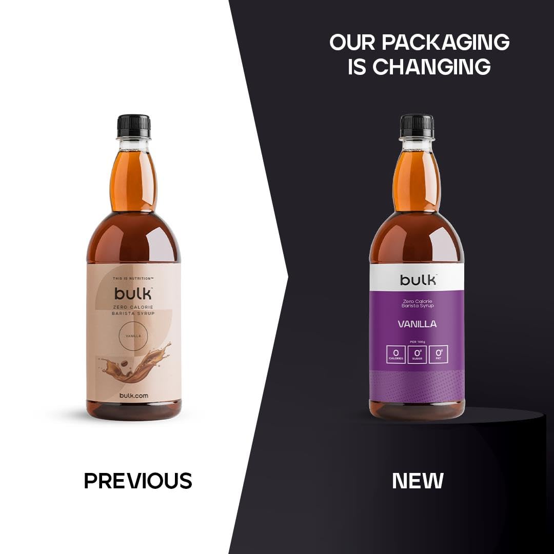 Bulk Zero Calorie Barista Syrup - Vanilla, 1 Litre, Sugar-Free, Fat-Free, Vegan Syrup for Coffee, Protein Shakes & Desserts
