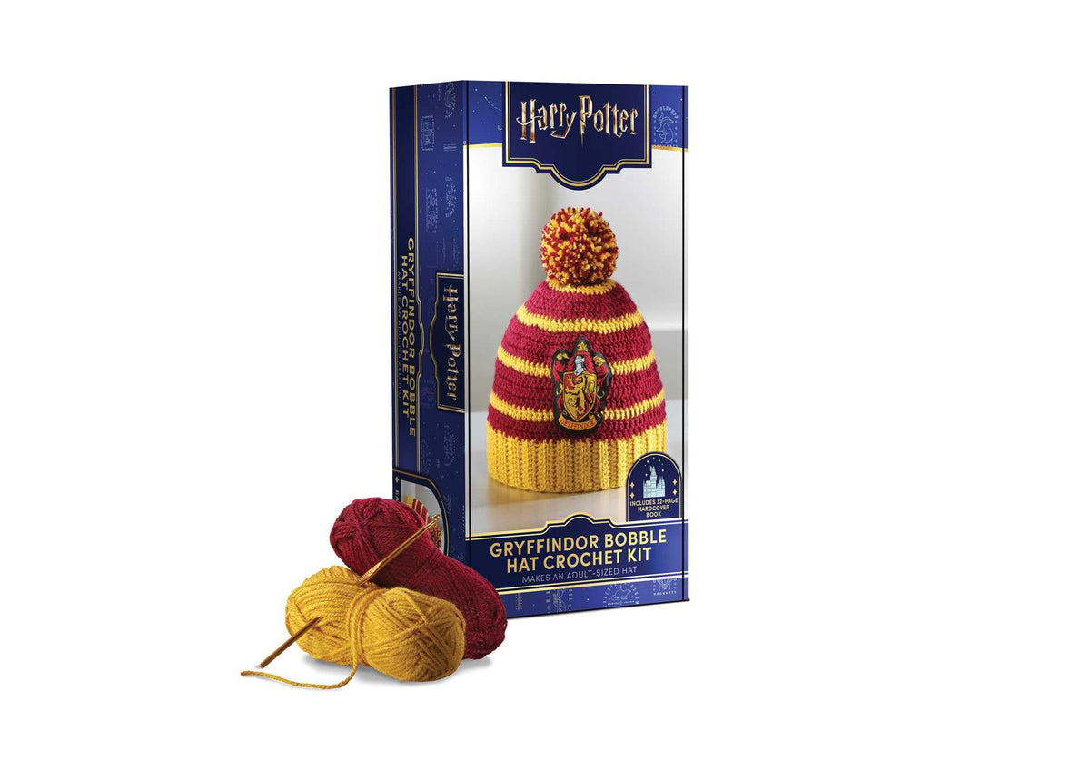 Insight Editions Harry Potter: Gryffindor Pom-Pom Beanie Crochet Kit - 32 Page Book Included