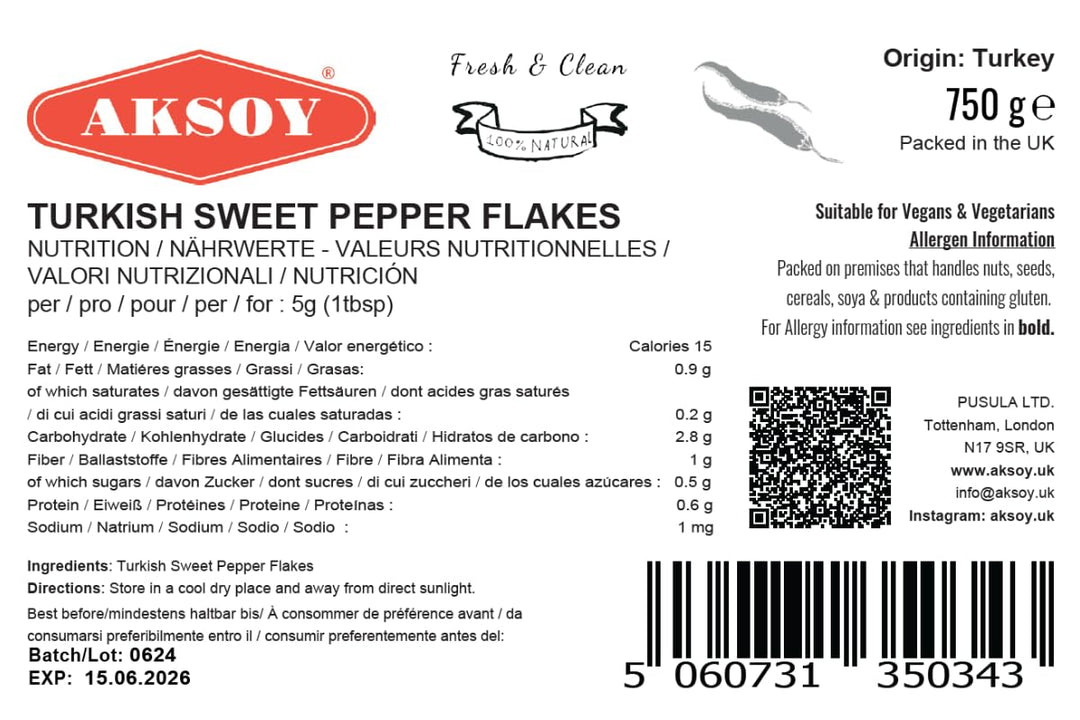 Aksoy Premium Quality Turkish Sweet Red Pepper Flakes (Turk Kirmizi Pul Biber)