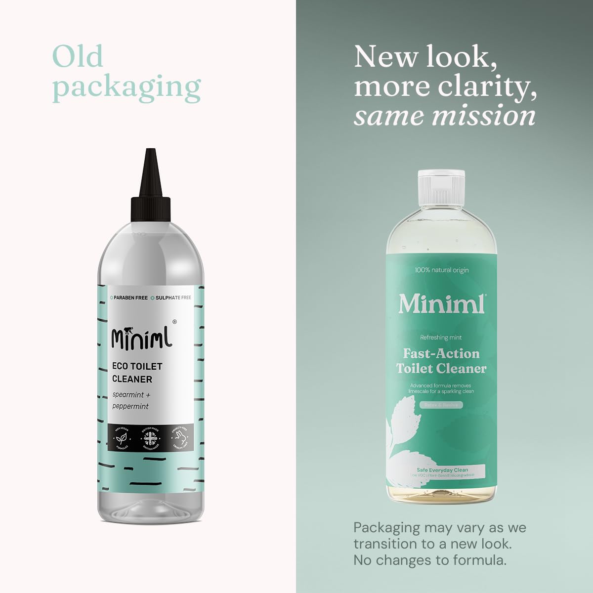 Miniml Fast-Action Toilet Cleaner - Refreshing Mint | 750ml Liquid | Biodegradable