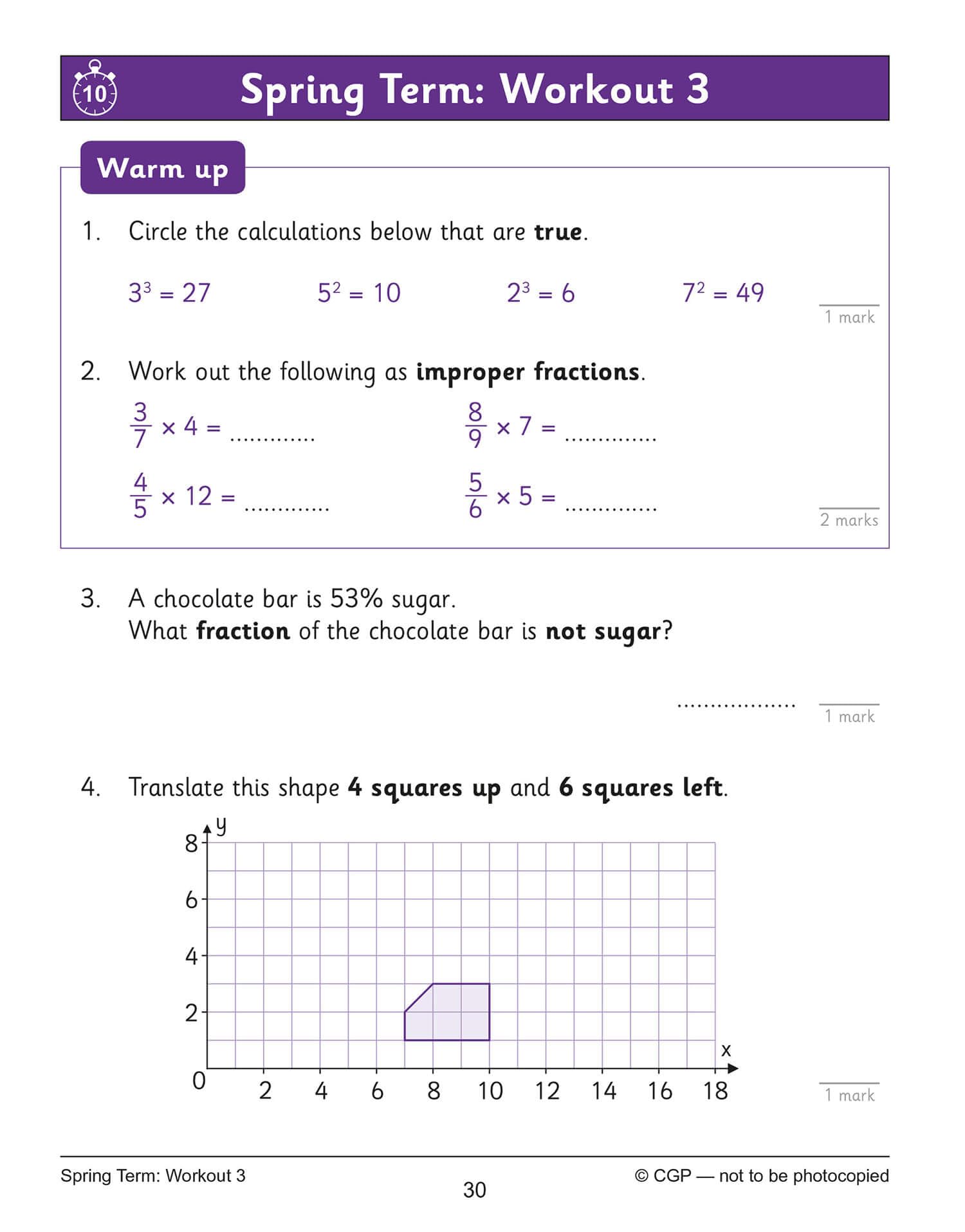CGP KS2 Maths 10-Minute Weekly Workouts - Year 6 Study Aid | Paperback | English 9