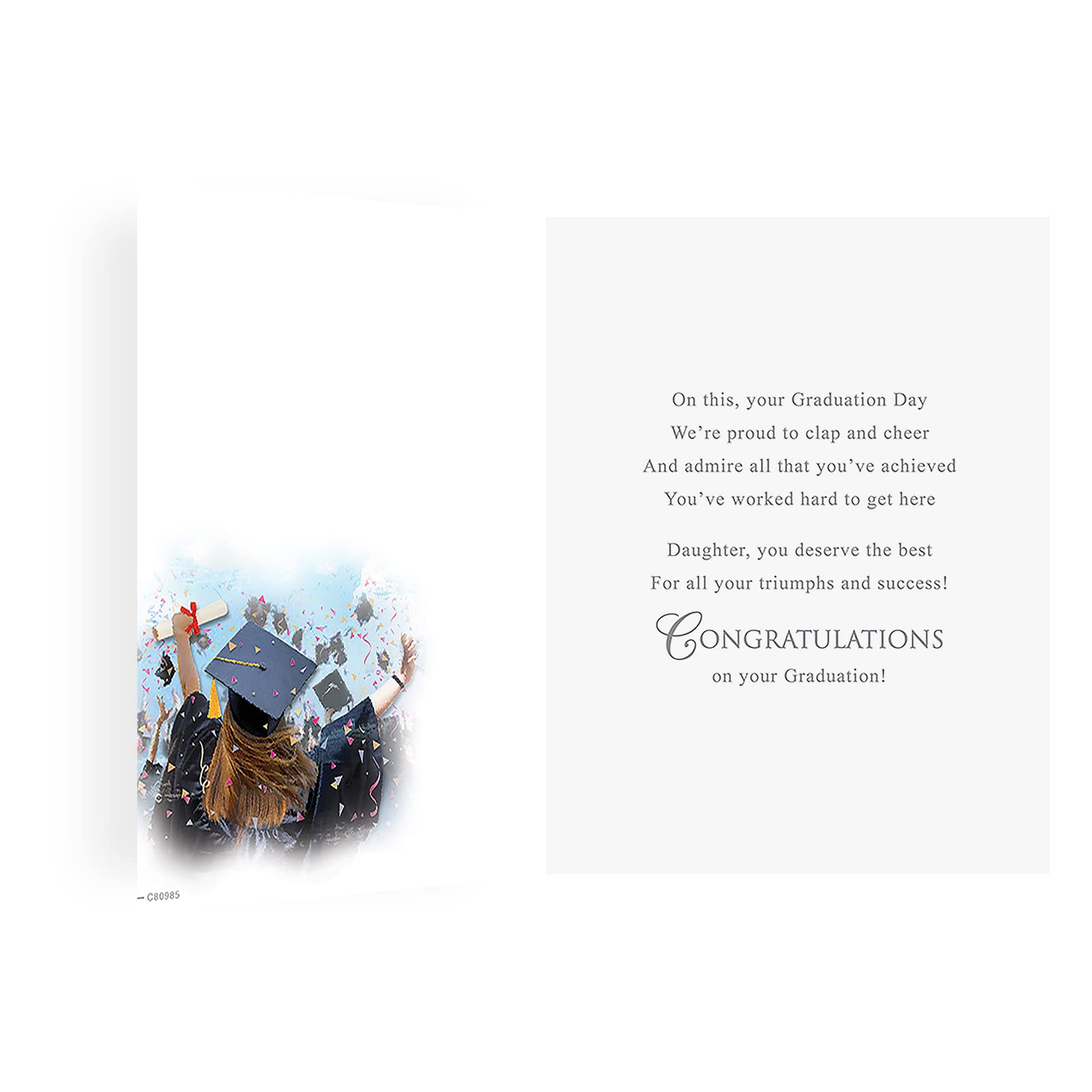 Piccadilly Greetings Regal Publishing Graduation Daughter Card | 8 x 6 Inches | Black/Grey/Green/Beige