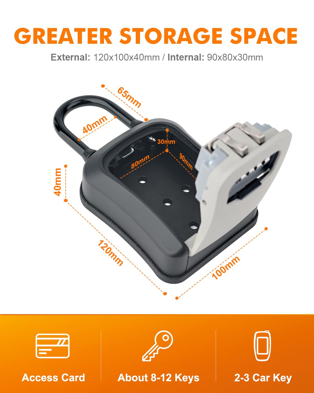 GRIFEMA GA1003-2 Key Safe Box - 4 Digit Combination Lock | Weatherproof | Zinc Alloy & Steel 7