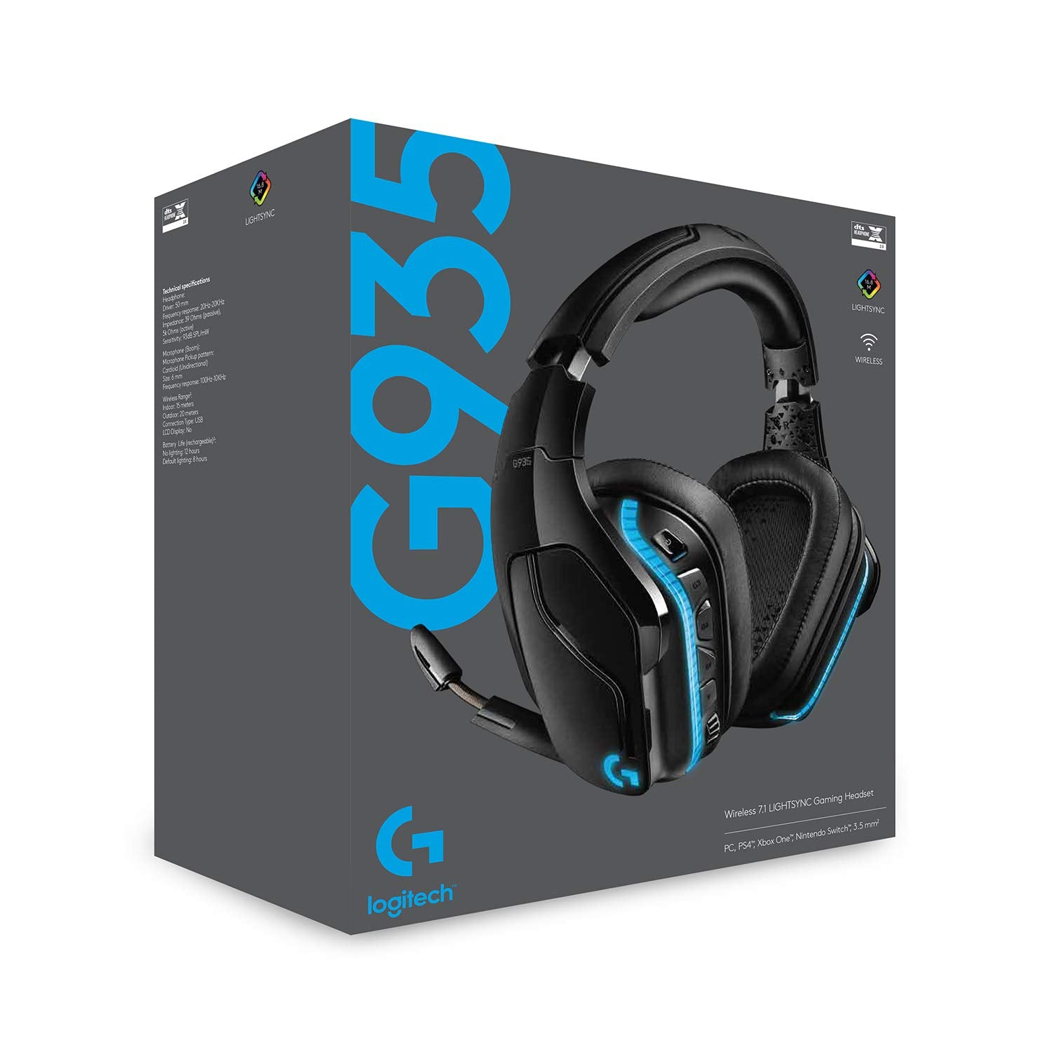 Logitech G935 Wireless Gaming Headset with 7.1 Surround Sound, DTS Headphone:X 2.0, LIGHTSYNC RGB, 50 mm Pro-G Drivers, 6 mm Mic 18