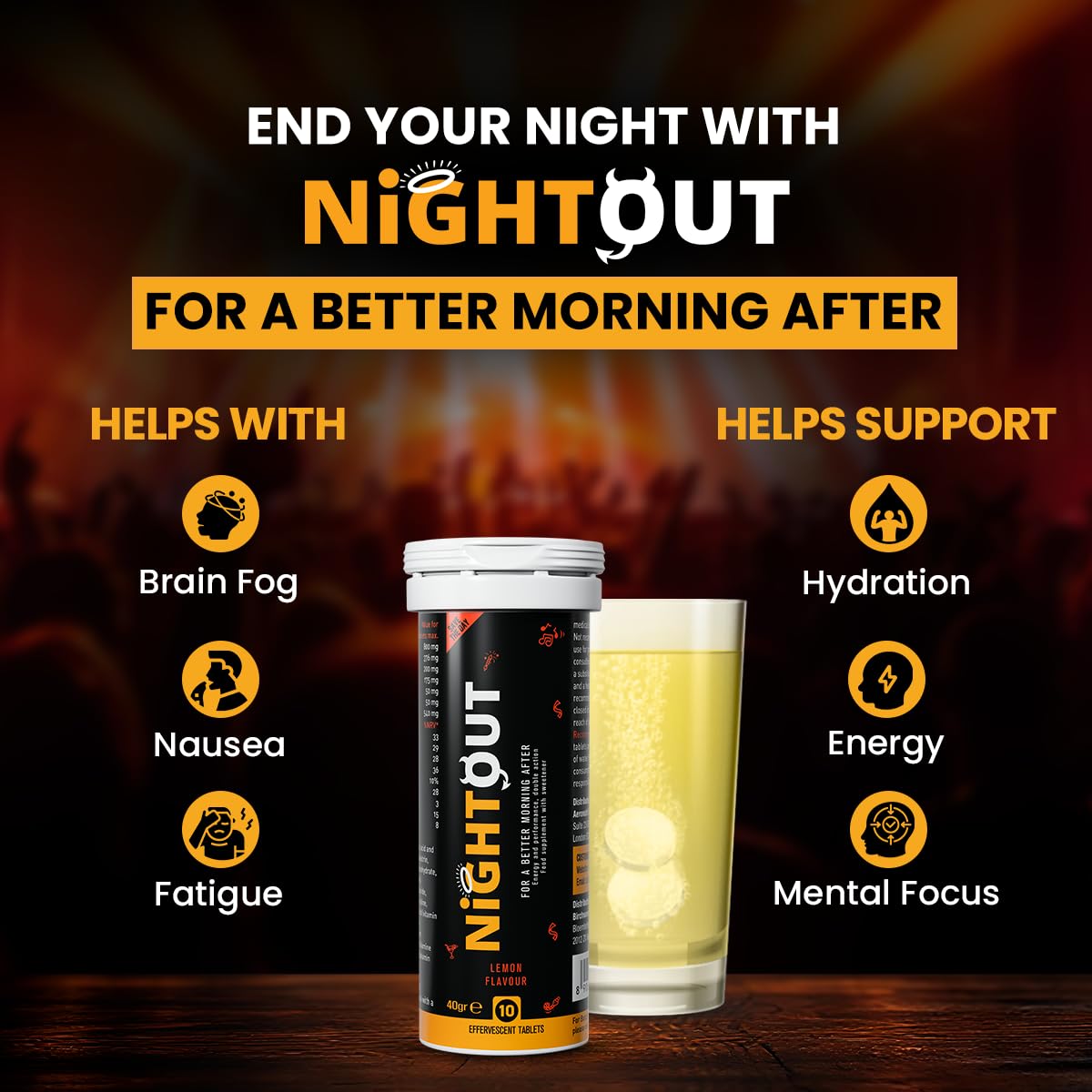 FAST&UP Nightout Recovery Drink - Electrolyte, Amino Acid & B-Vitamin Boost | 10 Count Tablets 3