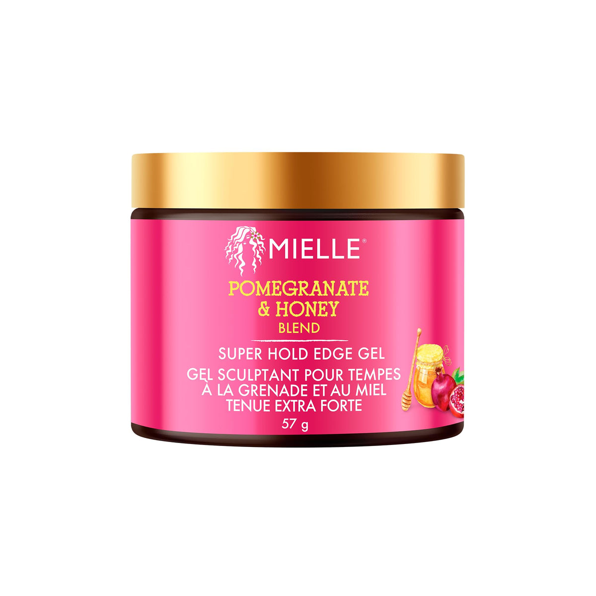 Mielle Organics Pomegranate & Honey Super Hold Edge Gel - Long-Lasting Definition & Shine, 57 ml
