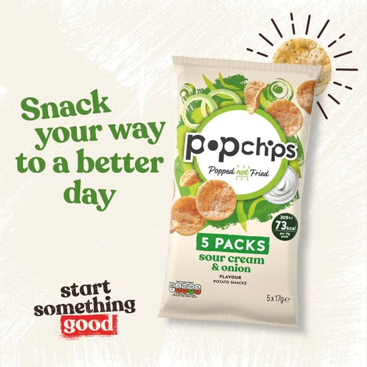 Popchips Sour Cream & Onion Multipack - Light & Crunchy Popped Snacks