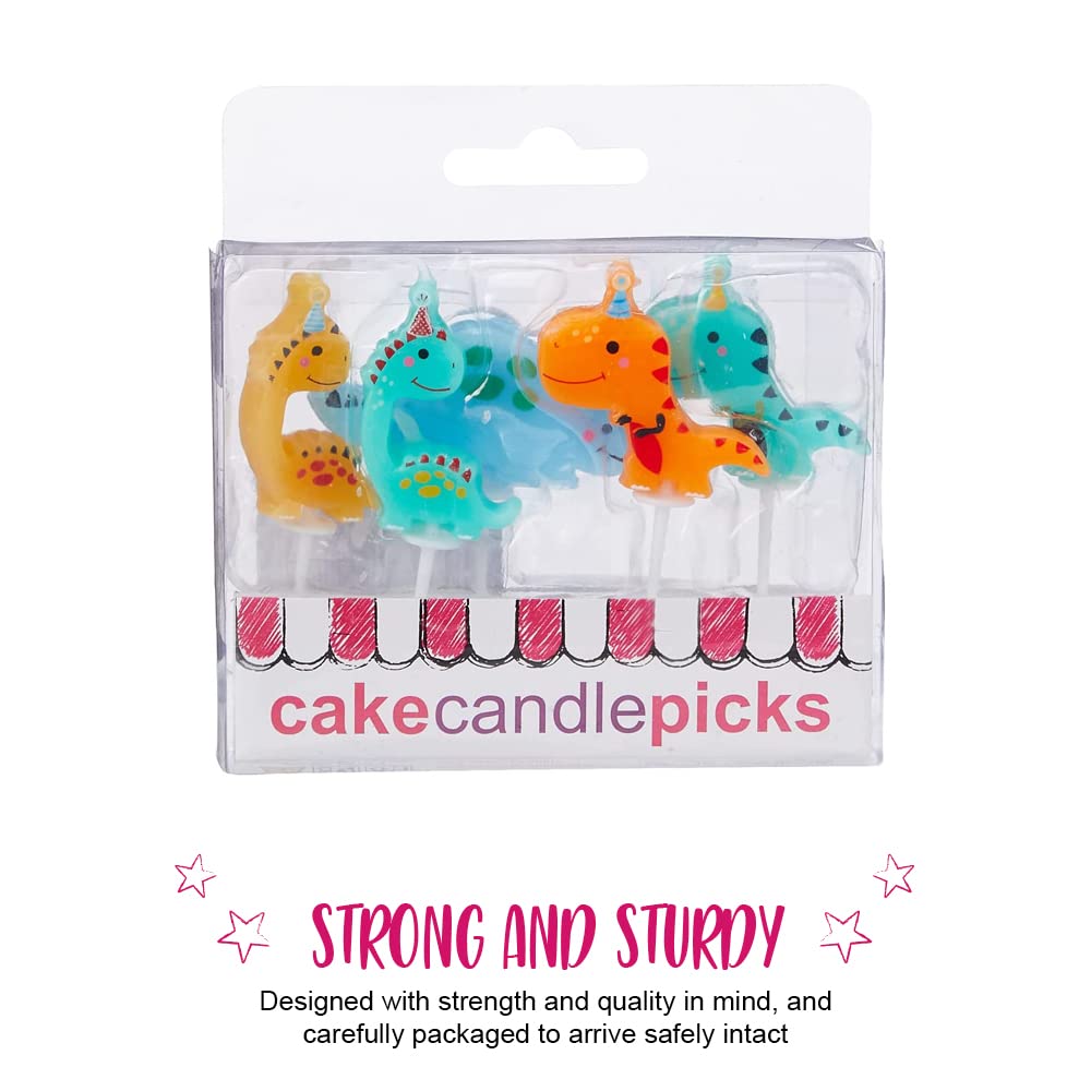 Anniversary House Pack of 5 Multicolour Dinosaur Party Pick Candles | 7.3cm | Celebration Cake Topper Decoration | AHC223 3