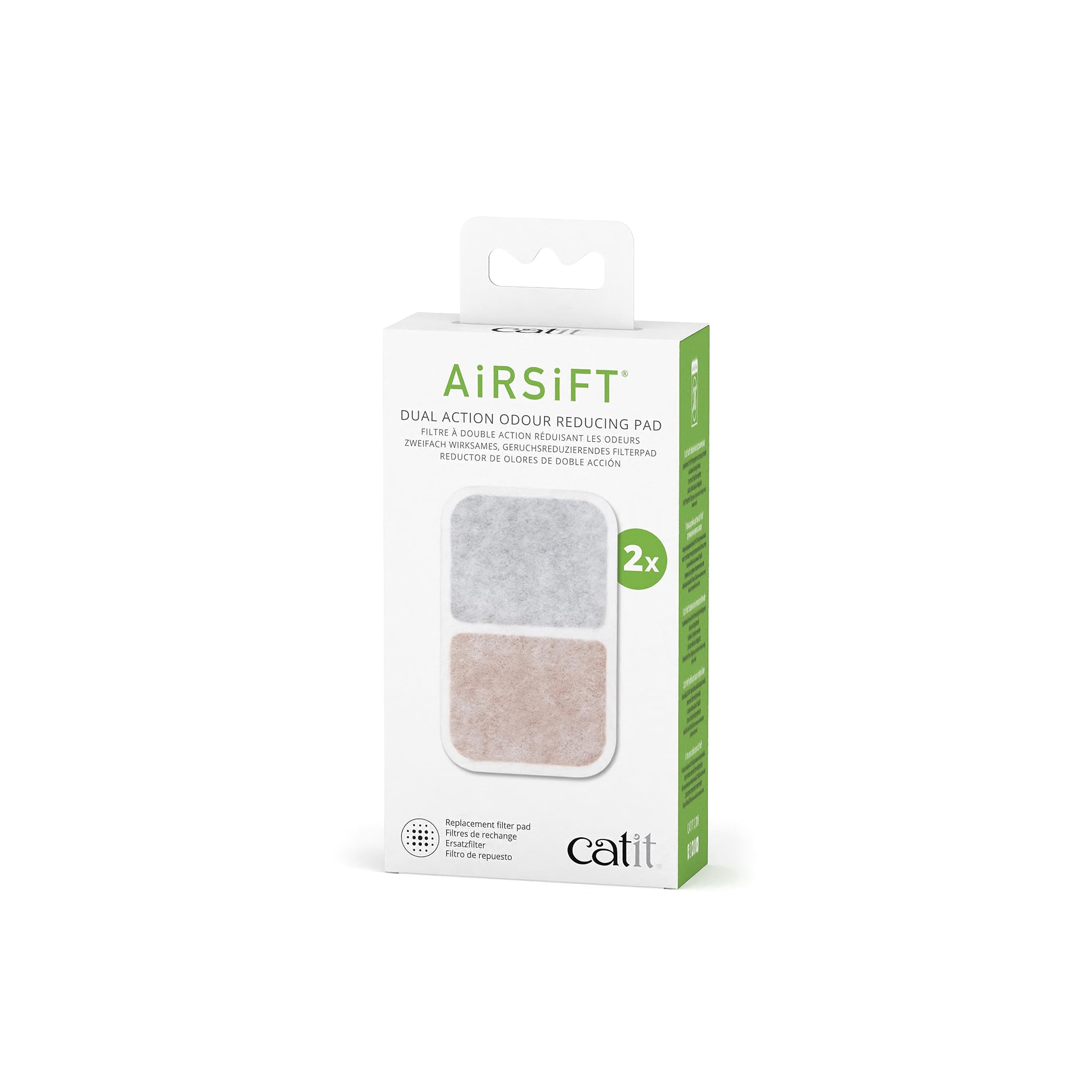 Catit AiRSiFT Dual Action Litter Box Pads - Odor Reducing, Unscented | 2-Pack