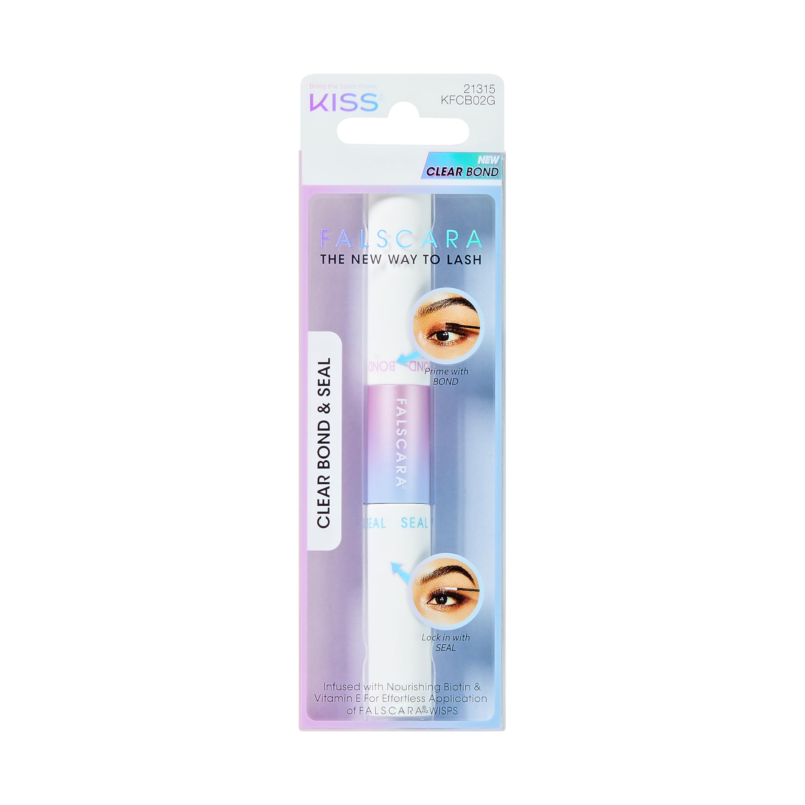 KISS Falscara Eyelash Bond & Seal - Clear, 8.7g Total Weight, For DIY Lash Extensions