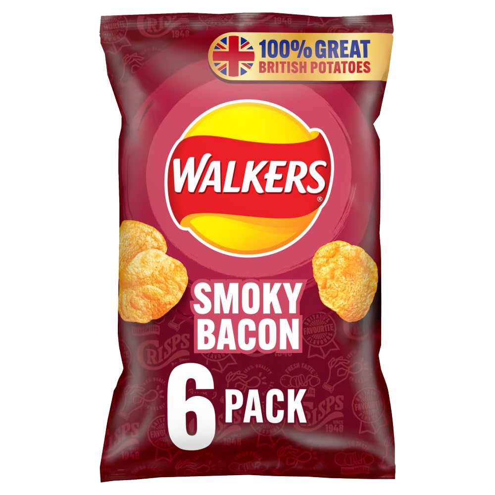 Walkers Smoky Bacon Flavour Crisps Multipack 6x25g 1