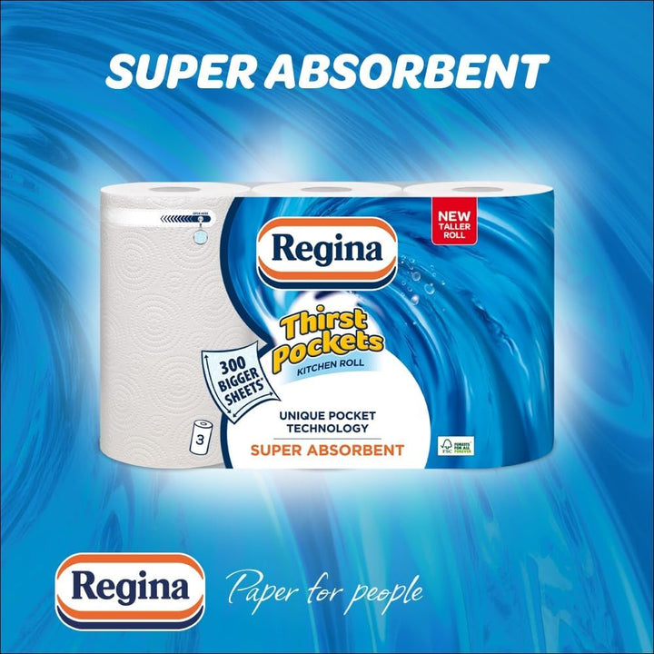 Regina - Thirst Pockets Kitchen Roll, 6 Rolls