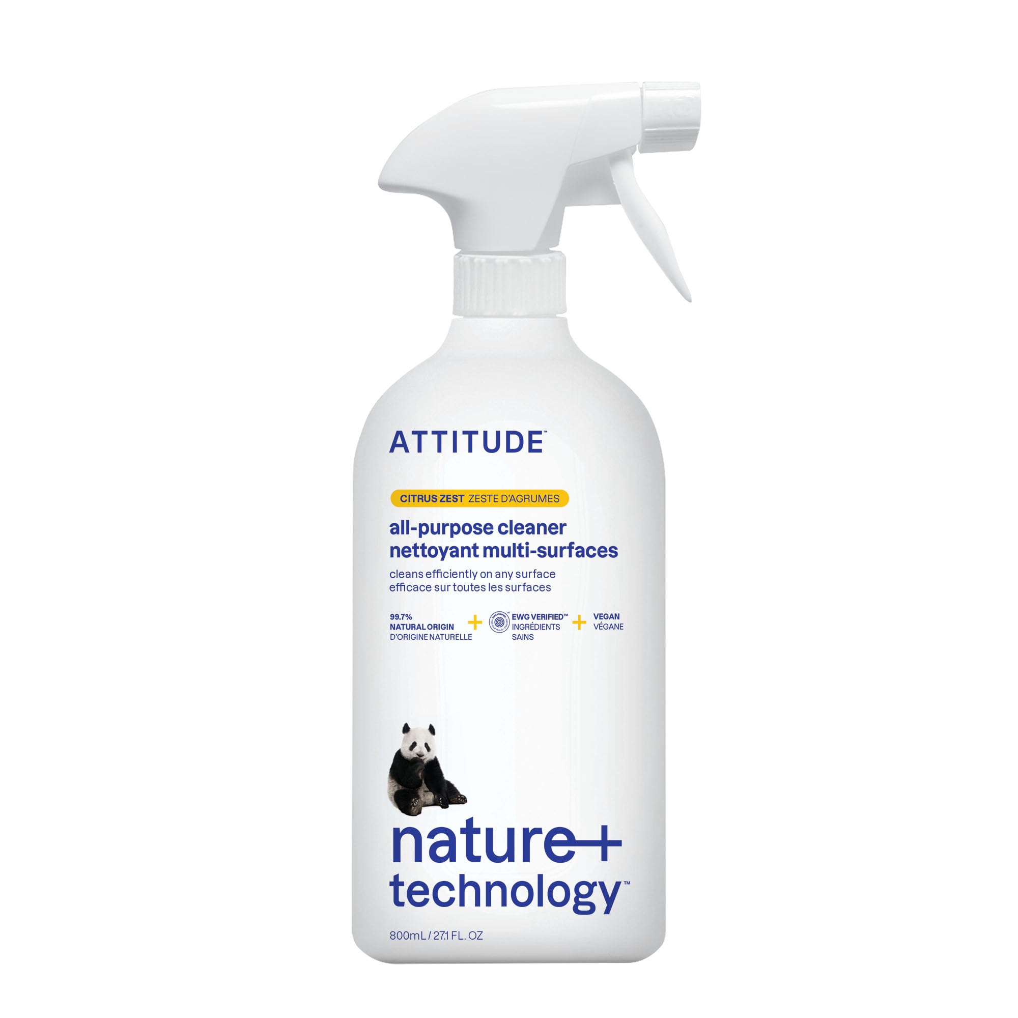 ATTITUDE All-Purpose Cleaner Spray - EWG Verified, Vegan, 94% Natural Origin Ingredients, Citrus Zest Scent, 800 ml 1