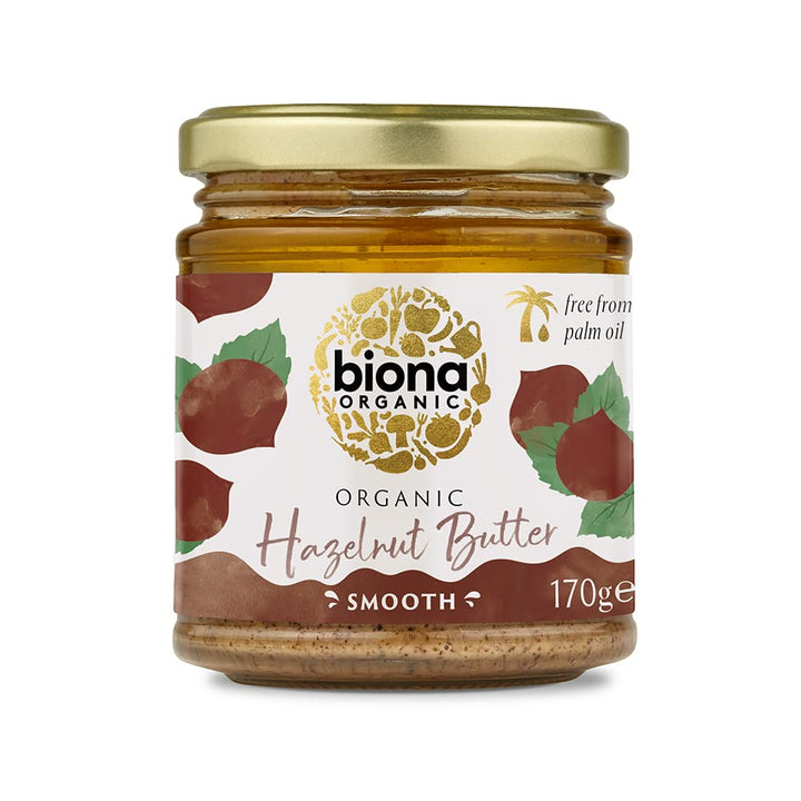 Biona Organic Hazelnut Butter, 170g - Smooth, Palm Oil & Emulsifier Free - 100% Organic