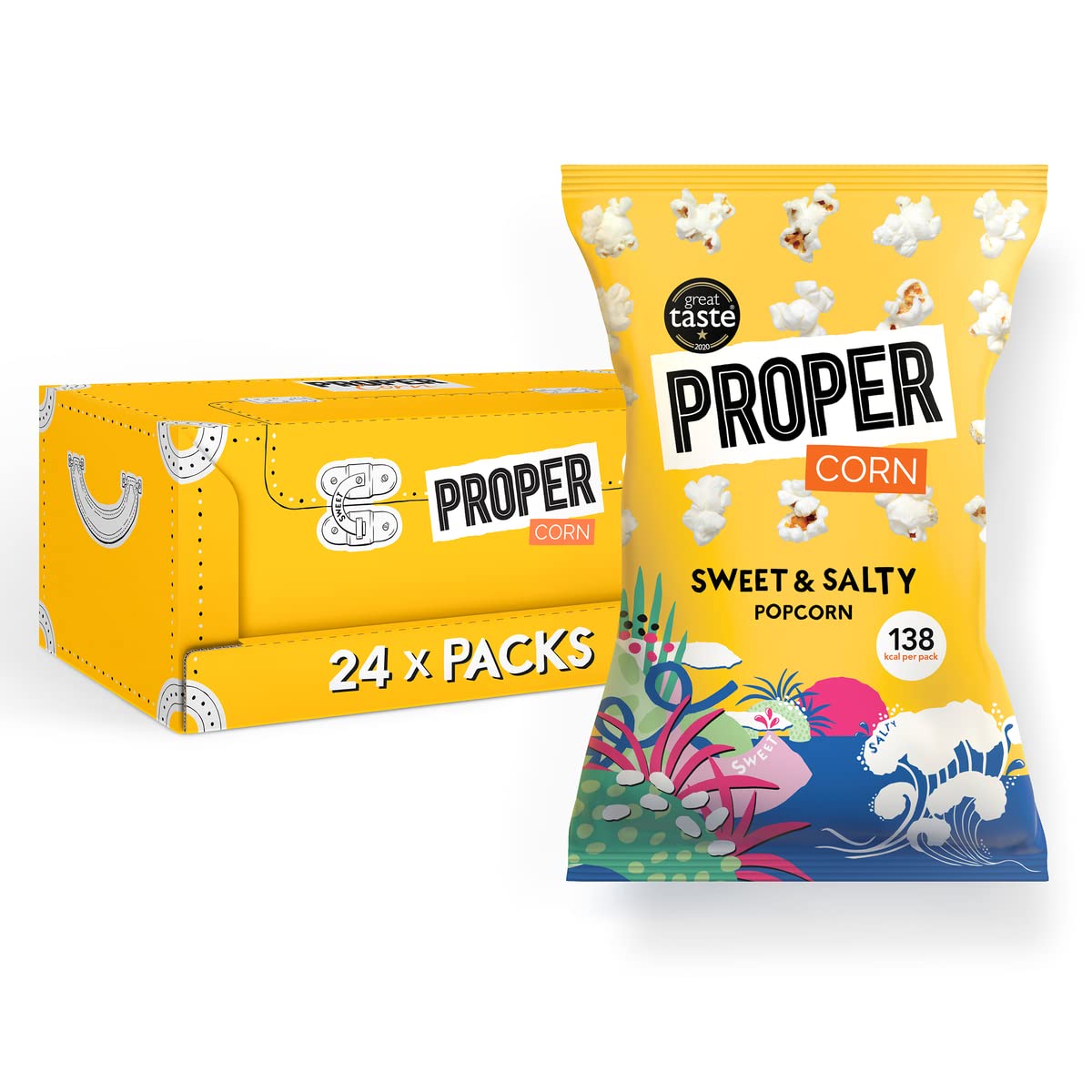 PROPER Sweet & Salty Popcorn, 24 x 30g Snack Packs 1