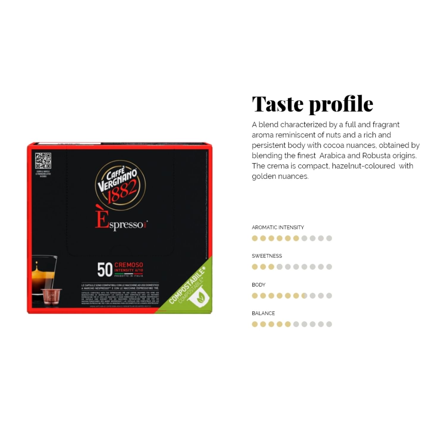 Caffè Vergnano 1882 Èspresso - Compostable Coffee Capsules for Nespresso® and Èspresso1882 TRÈ Machines (50 Capsules) 2