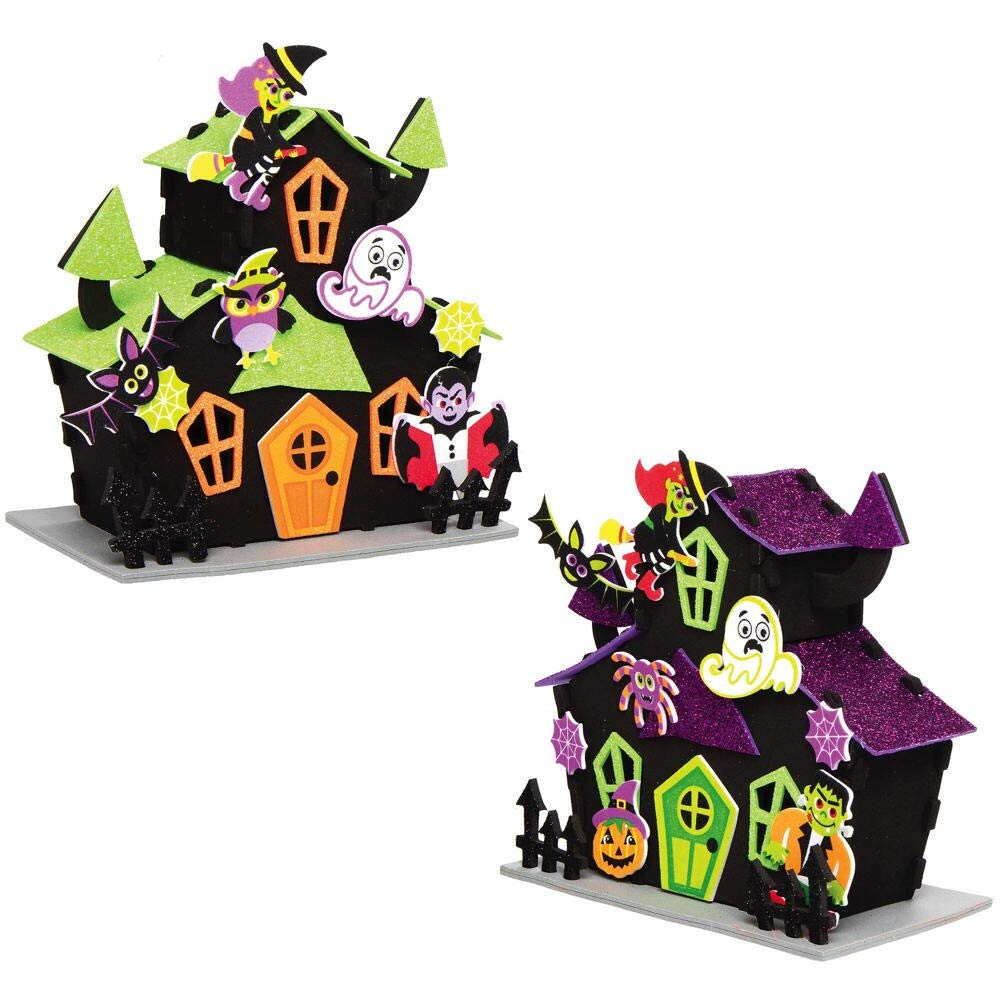 Baker Ross AX257 Halloween Haunted House Craft Kit - Pack of 2, Wooden DIY Spooky House Decoration for Kids 2