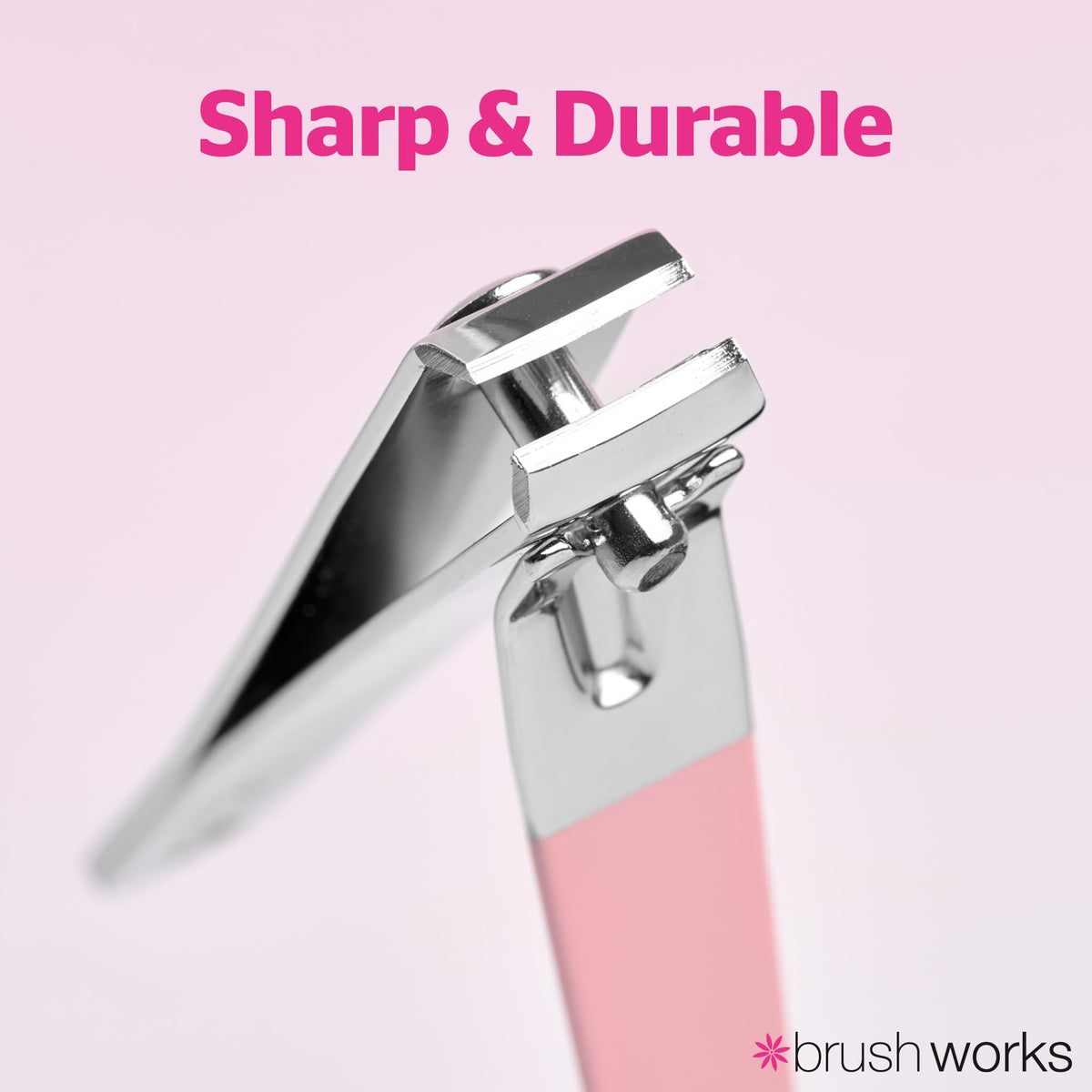 Brushworks Toe & Nail Clipper Set - Stainless Steel, Ergonomic Grip, PETA Approved | Pink, 2 Count 4