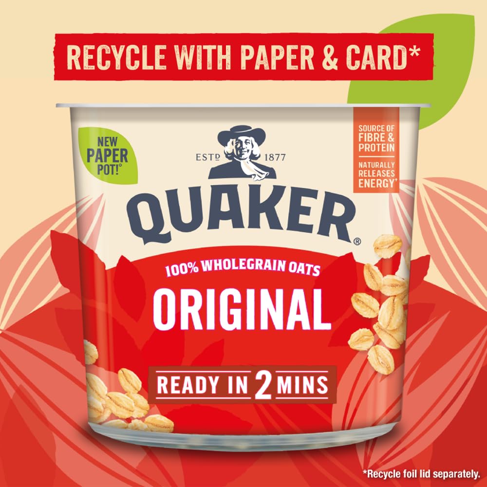 Quaker Oat So Simple Original Porridge Pots - 45g Pots, Pack of 8 | Wholegrain Oats 2