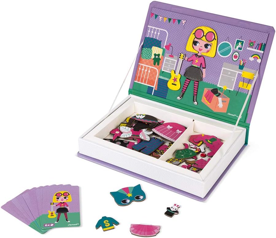 Janod Magneti'Book Costumes Magnetic Playset - Educational Fashion Game for Girls, Ages 3-8