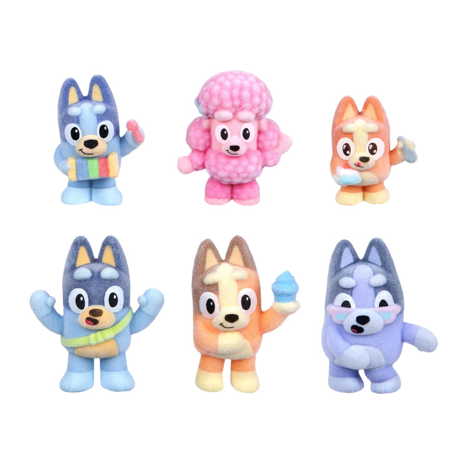 Bluey Fuzzy Flocked Deluxe Figure Pack - 8 Figures, Mystery Collectibles | Series 1 3