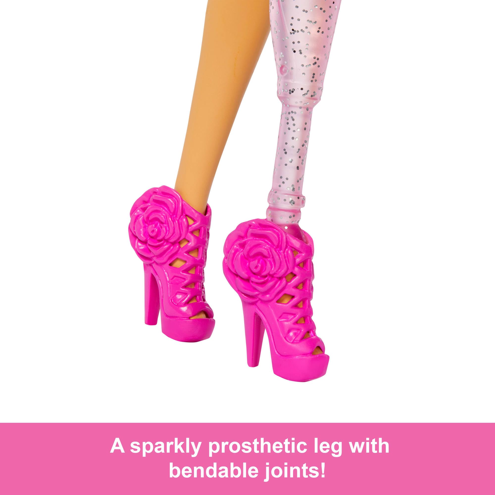 Barbie Deluxe Style Doll #2 in Barbiecore Outfit with Glittery Pink Prosthetic Leg 3