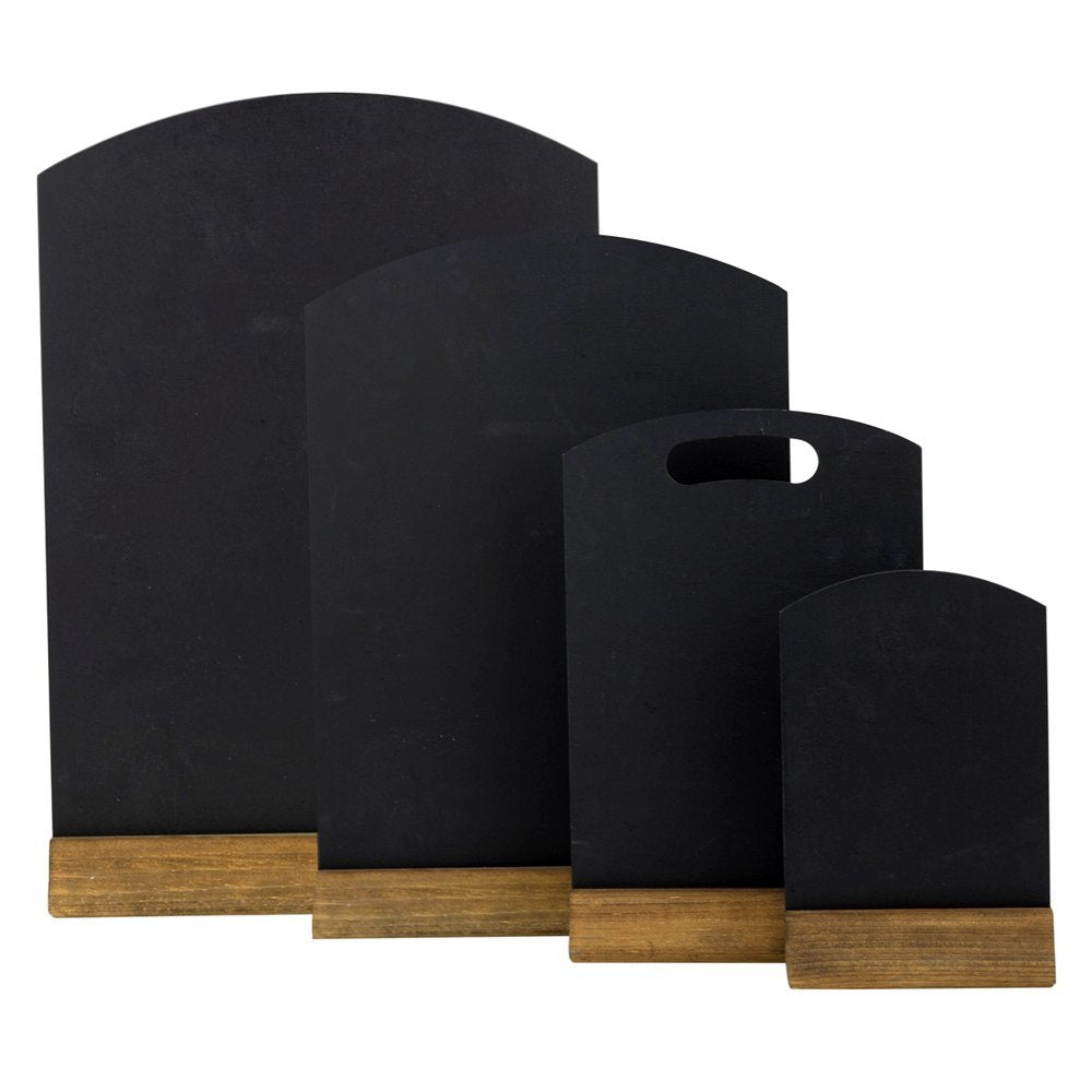 Chalkboards UK A5 Double Sided Table Top Chalkboard with Plinth | Rustic Brown Wood