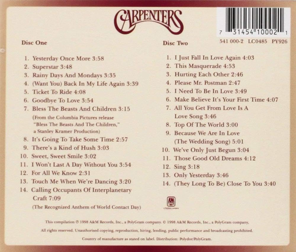 Carpenters - Yesterday Once More: Greatest Hits 1969-1983 [2 CD Box set]