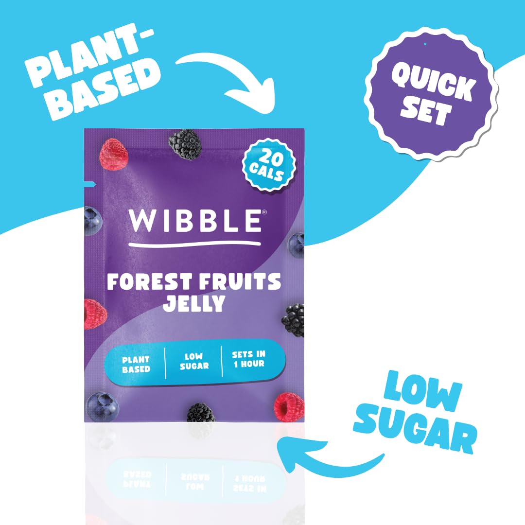 Wibble Forest Fruits Jelly Crystals - Plant-Based, Low Sugar, Quick-Set Vegan Jelly Powder (12 Pack)