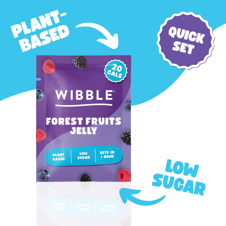 Wibble Forest Fruits Jelly Crystals - Plant-Based, Low Sugar, Quick-Set Vegan Jelly Powder (12 Pack)