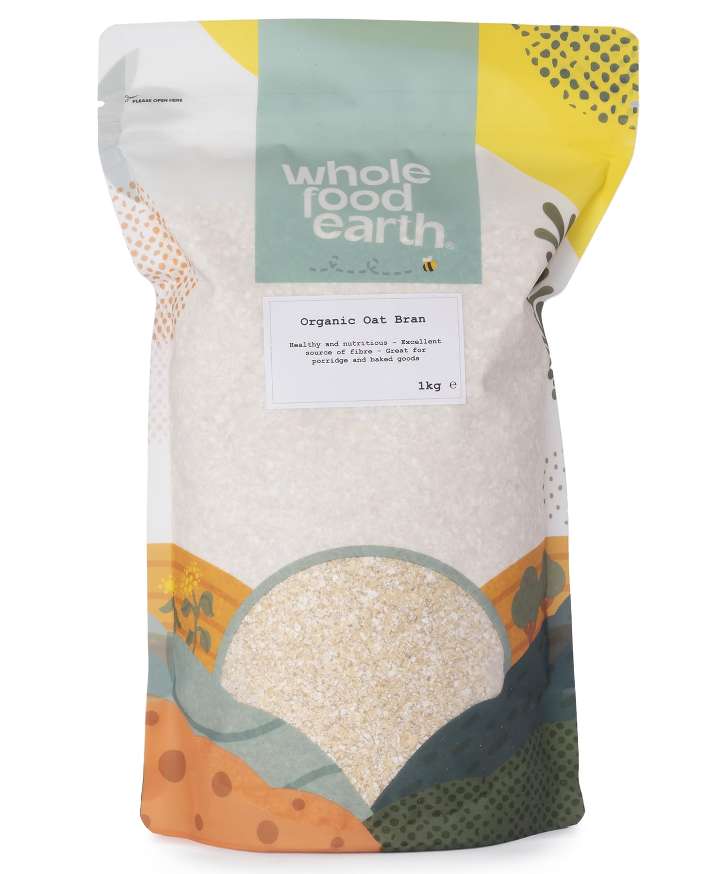 Wholefood Earth Organic Oat Bran - 1 kg | High Fibre | Stabilised