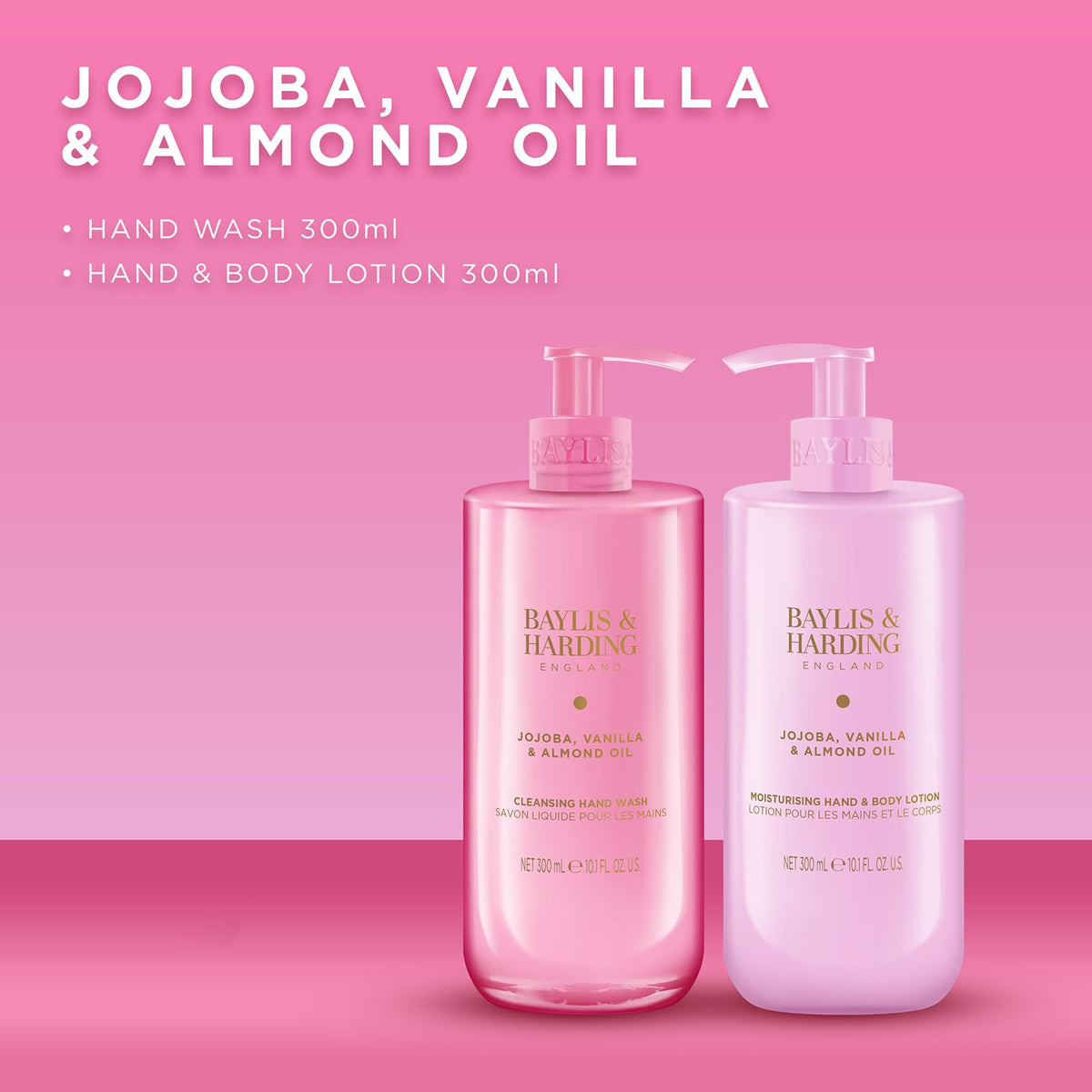 Baylis & Harding Jojoba, Vanilla & Almond Oil Hand Care Gift Set - 2 x 300ml, Vegan Friendly