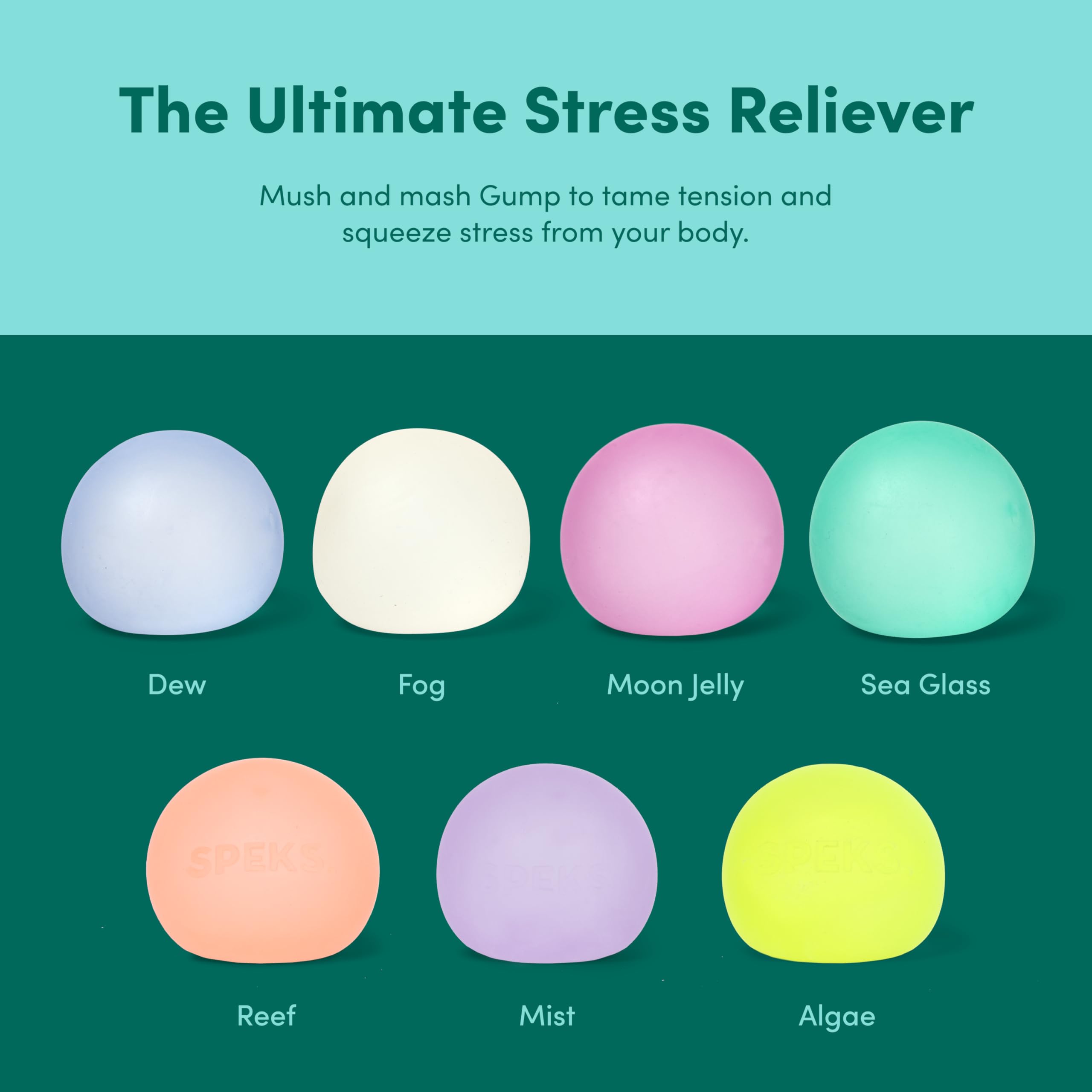 Speks Gump Stress Balls - Silky Soft Memory Gel Squishy Fidget Toy for Adults and Teens 14+ | Sea Glass 2