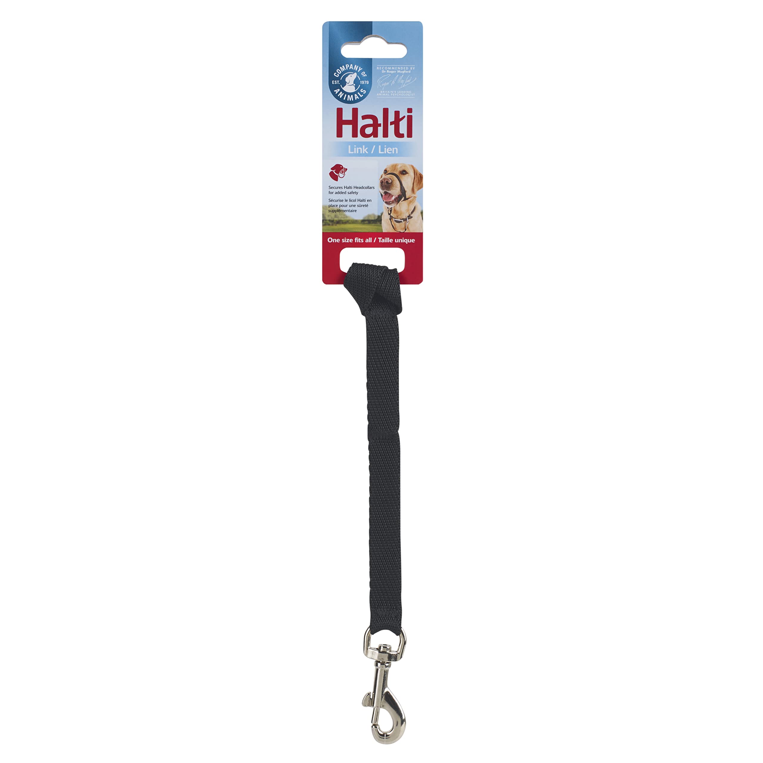 Halti Dog Headcollar Safety Link - Connects Headcollar to Neck Collar | Nylon | Black