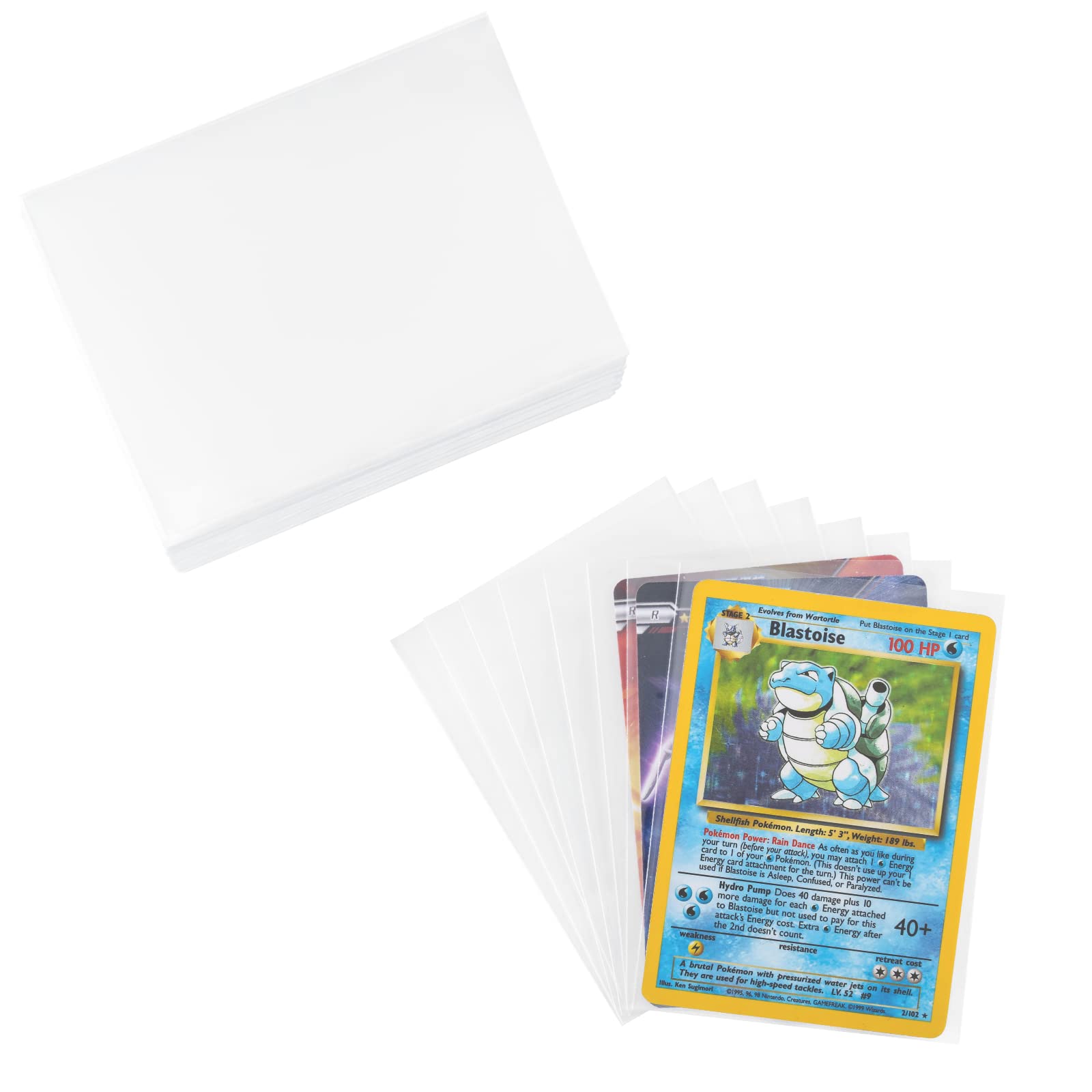 Carehabi Pack of 100 Trading Card Sleeves 66 x 92 mm 0.1 mm Thick Clear Protective Sleeves 1