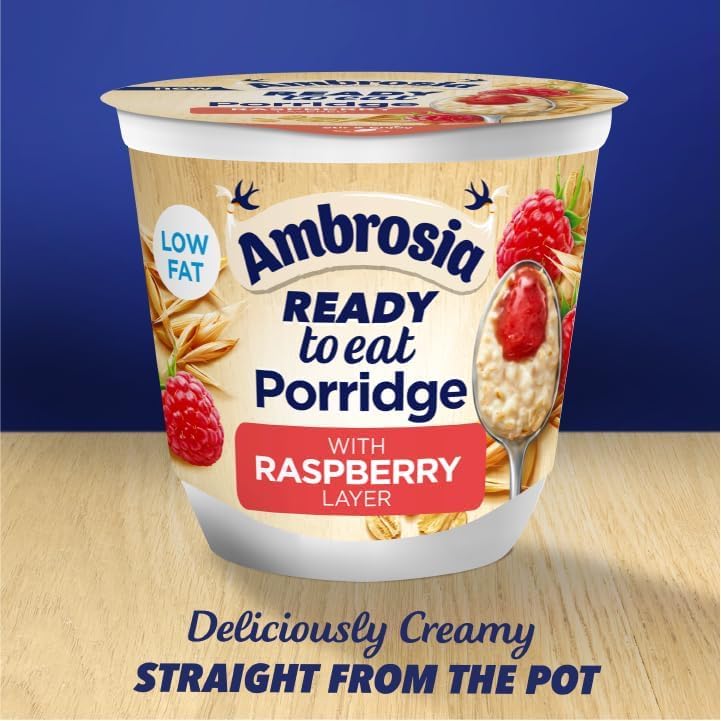 Ambrosia Raspberry Layered Porridge Pots - British Wholegrain Oats, Ready-to-Eat | 210g Pots (Pack of 6) 7
