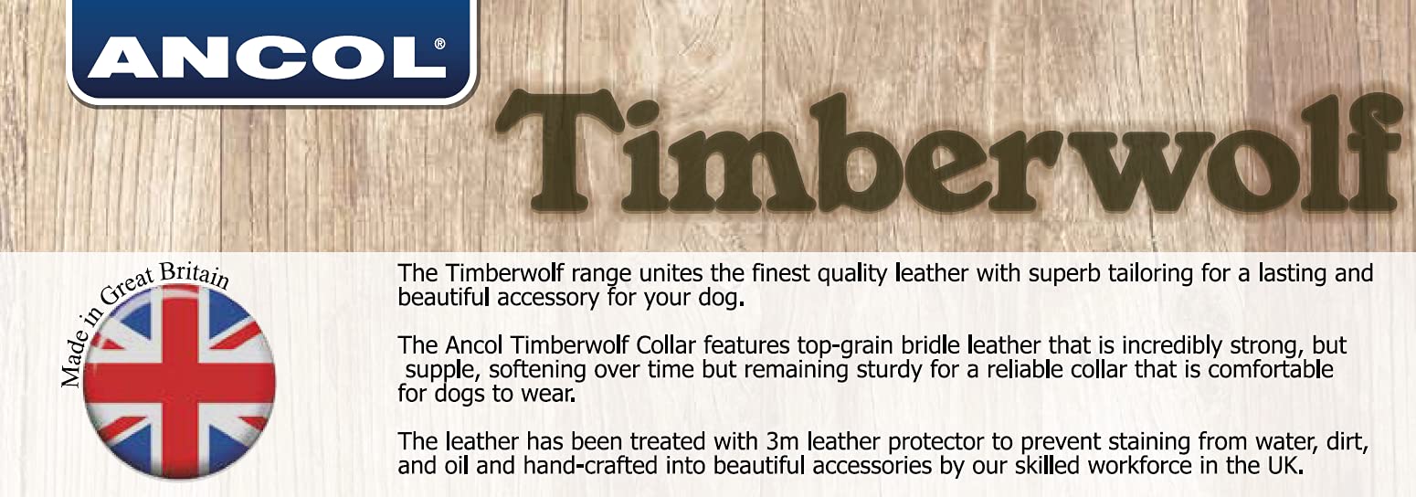 Ancol Timberwolf Round Dog Collar - Sable | Size 3 (28-36cm) | Soft Leather 2