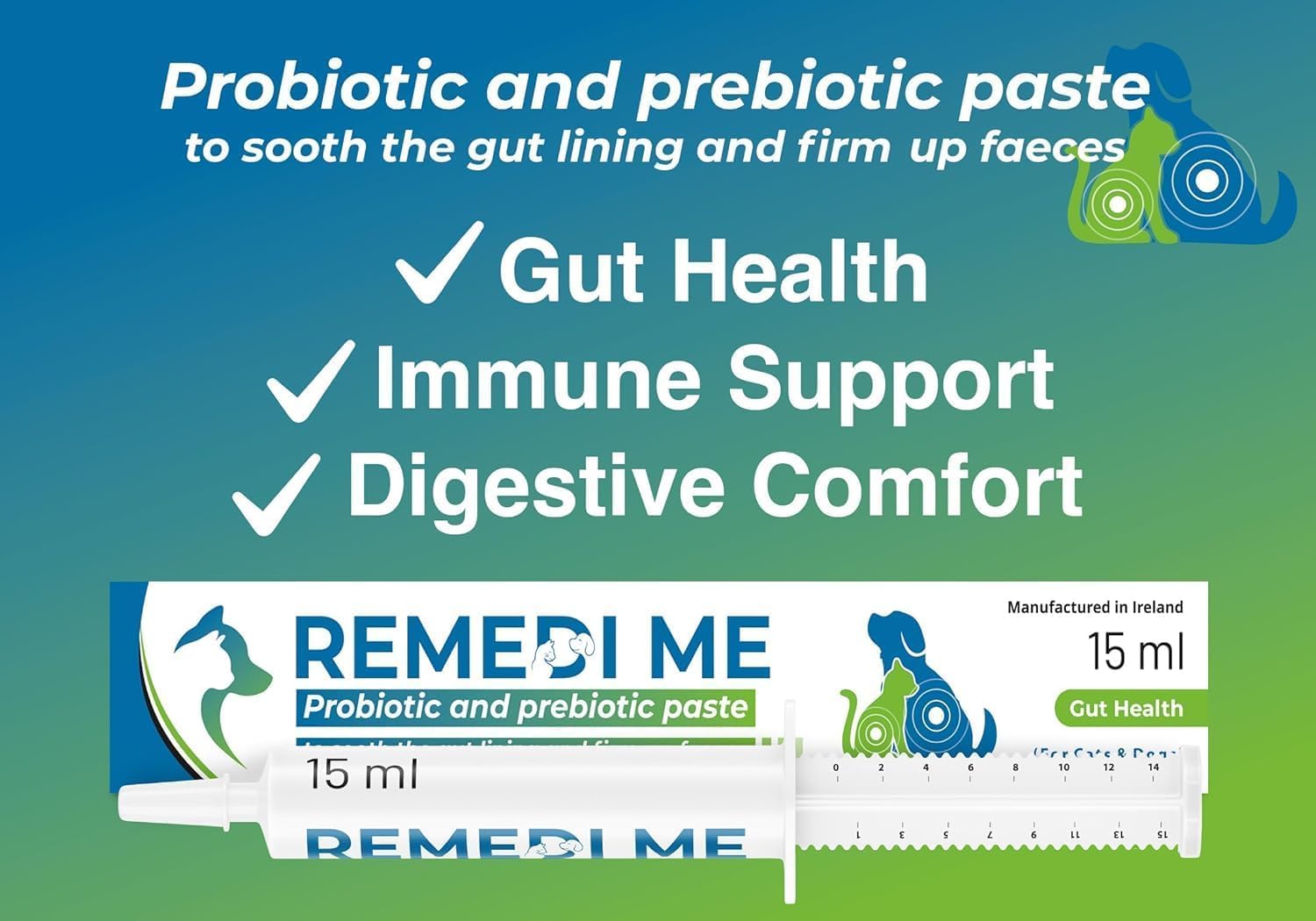 Remedime Probiotic & Prebiotic Paste for Dogs & Cats - Soothes Gut Lining & Firms Stool | 30ML 6