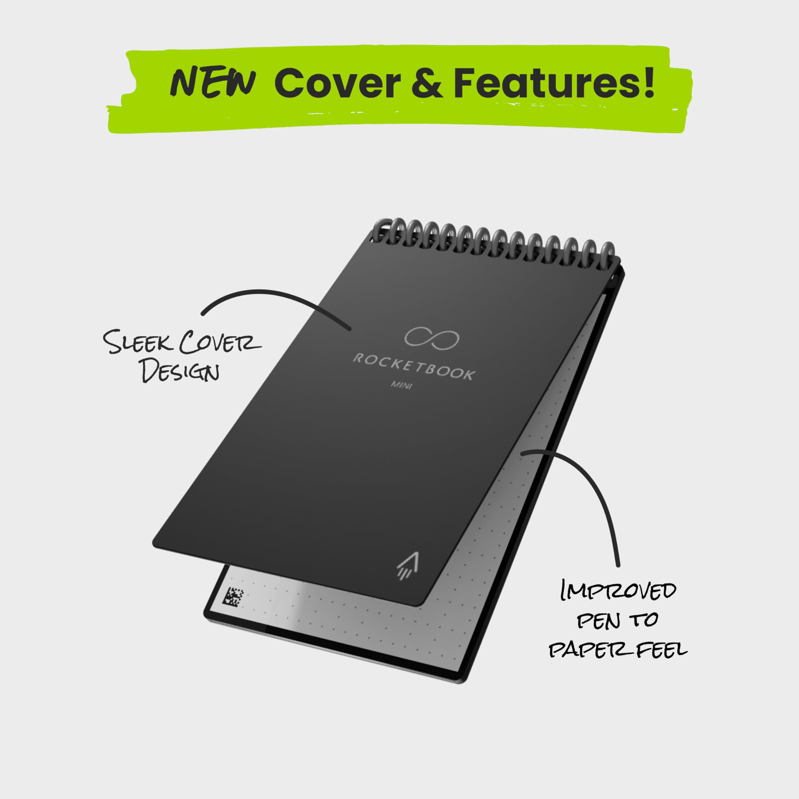 Rocketbook Mini Reusable Smart Notepad - Pocket Size 8.9 x 14 cm | Dot Grid | Black 4
