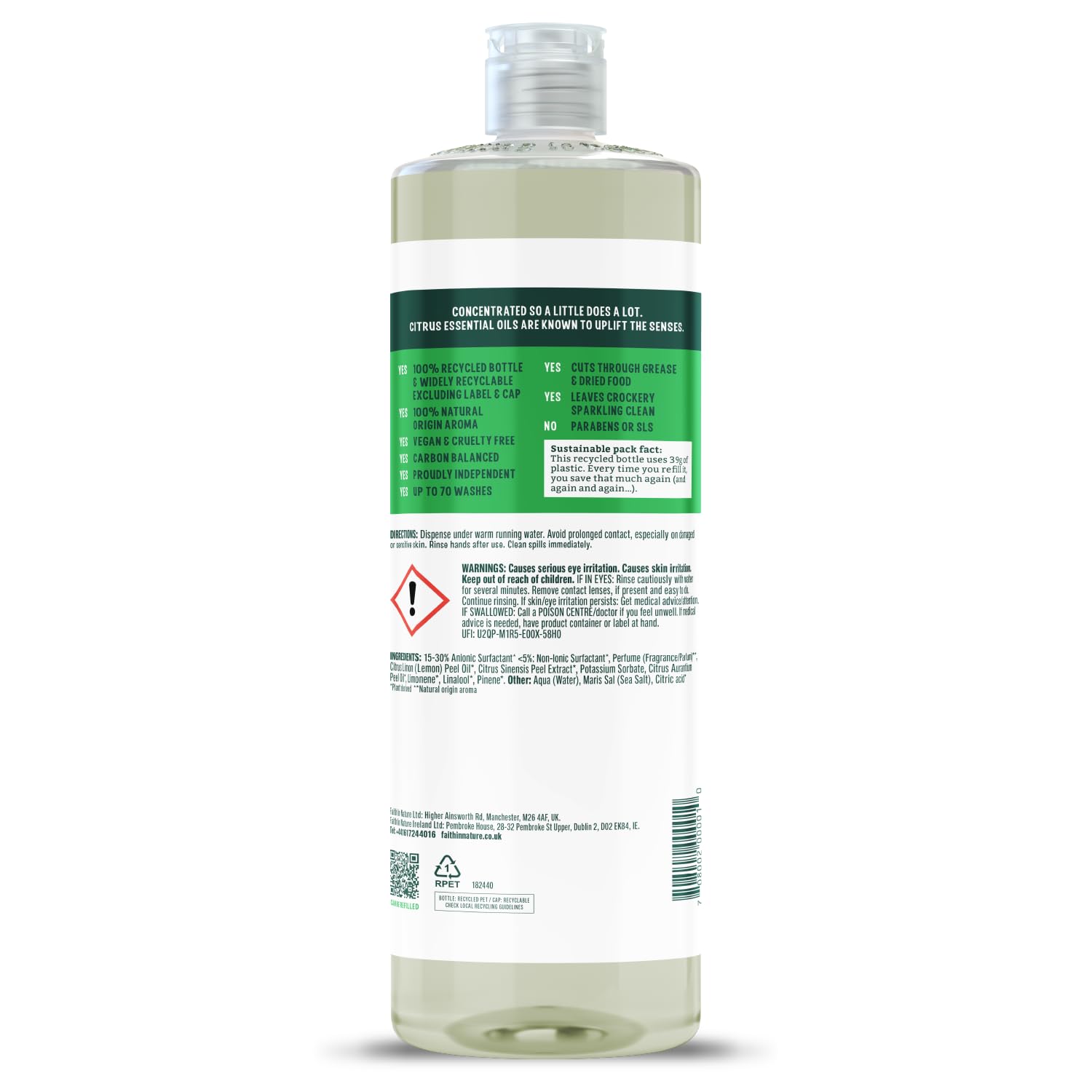 FAITH IN NATURE Natural Biodegradable Washing Up Liquid | 1L Liquid | 99% Natural Origin 8
