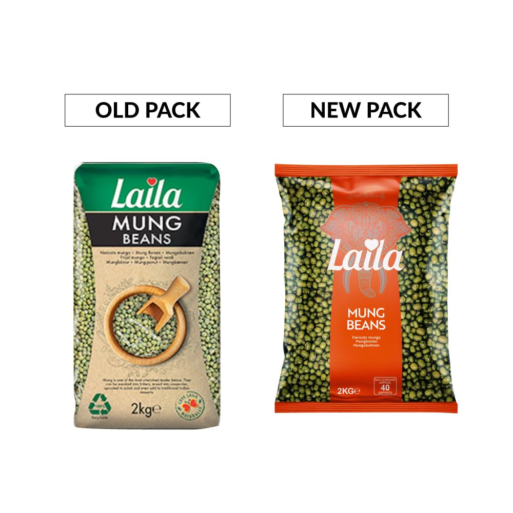 LAILA Mung Beans - Whole, 2 kg Pack | Quick Cooking 2