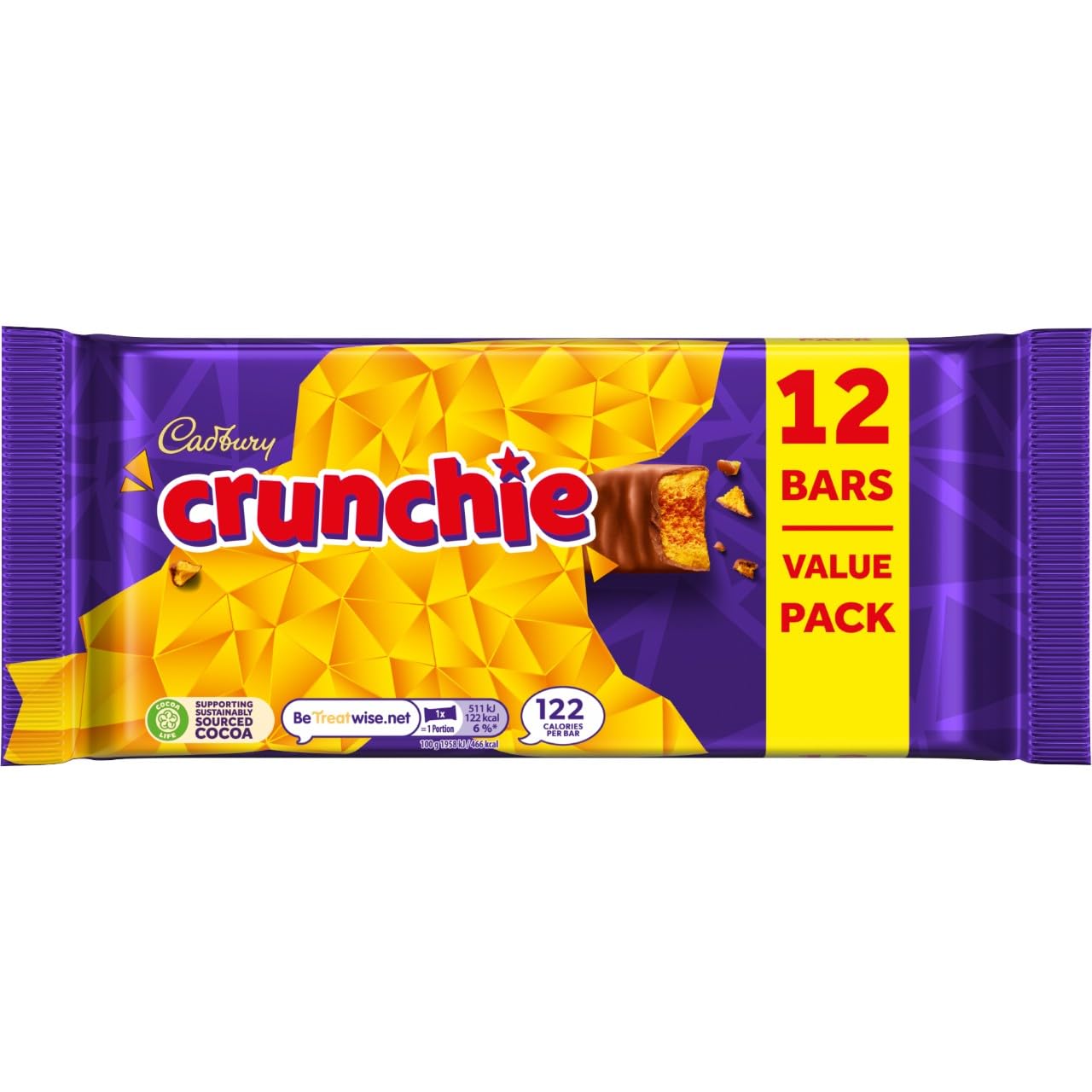 Cadbury Crunchie Chocolate Bar - Honeycomb Centre Covered in Milk Chocolate,12 Pack 1
