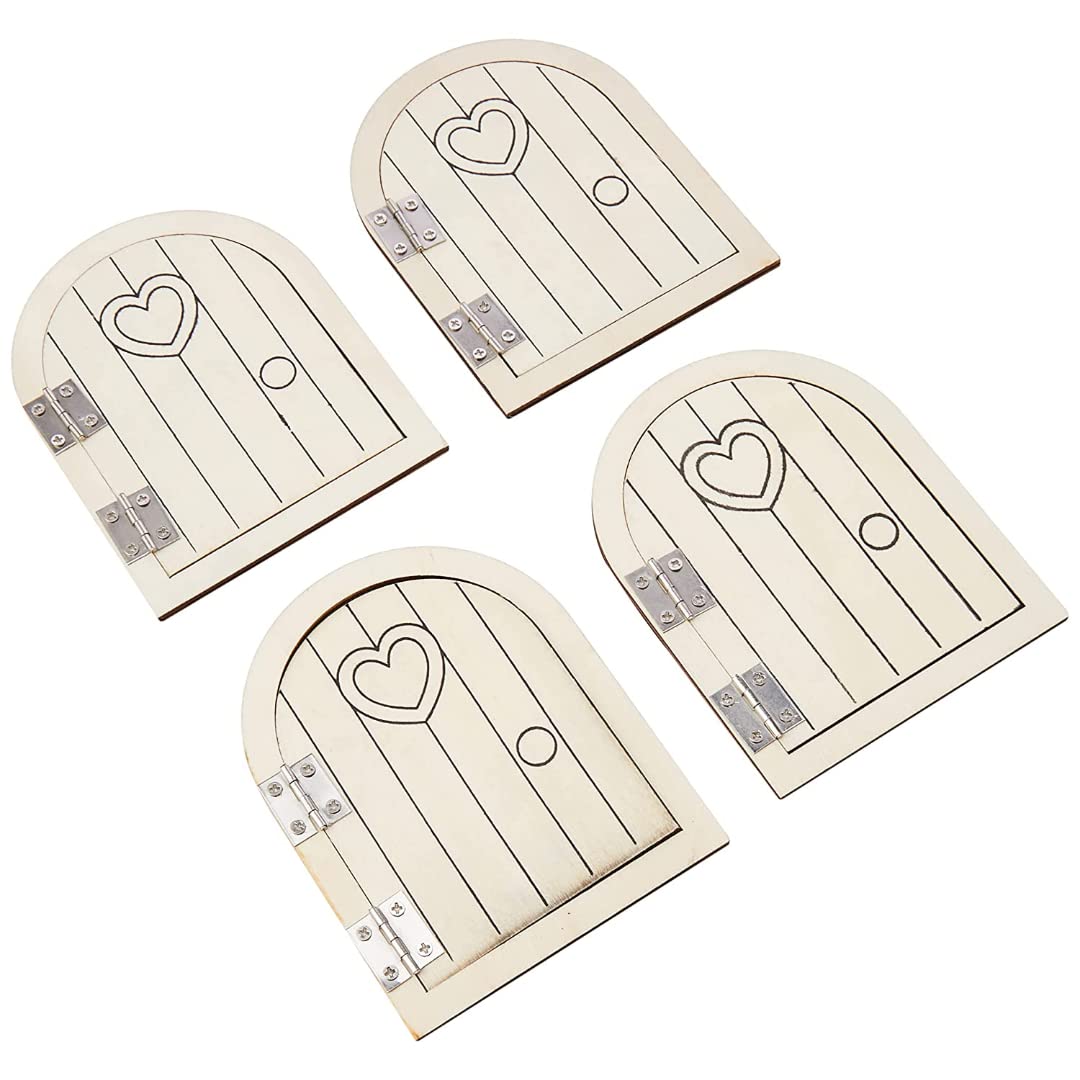 Baker Ross AR220 Wooden Fairy Doors for Kids Crafting | Pack of 4 | 8.5 x 11.5 cm Plywood 2