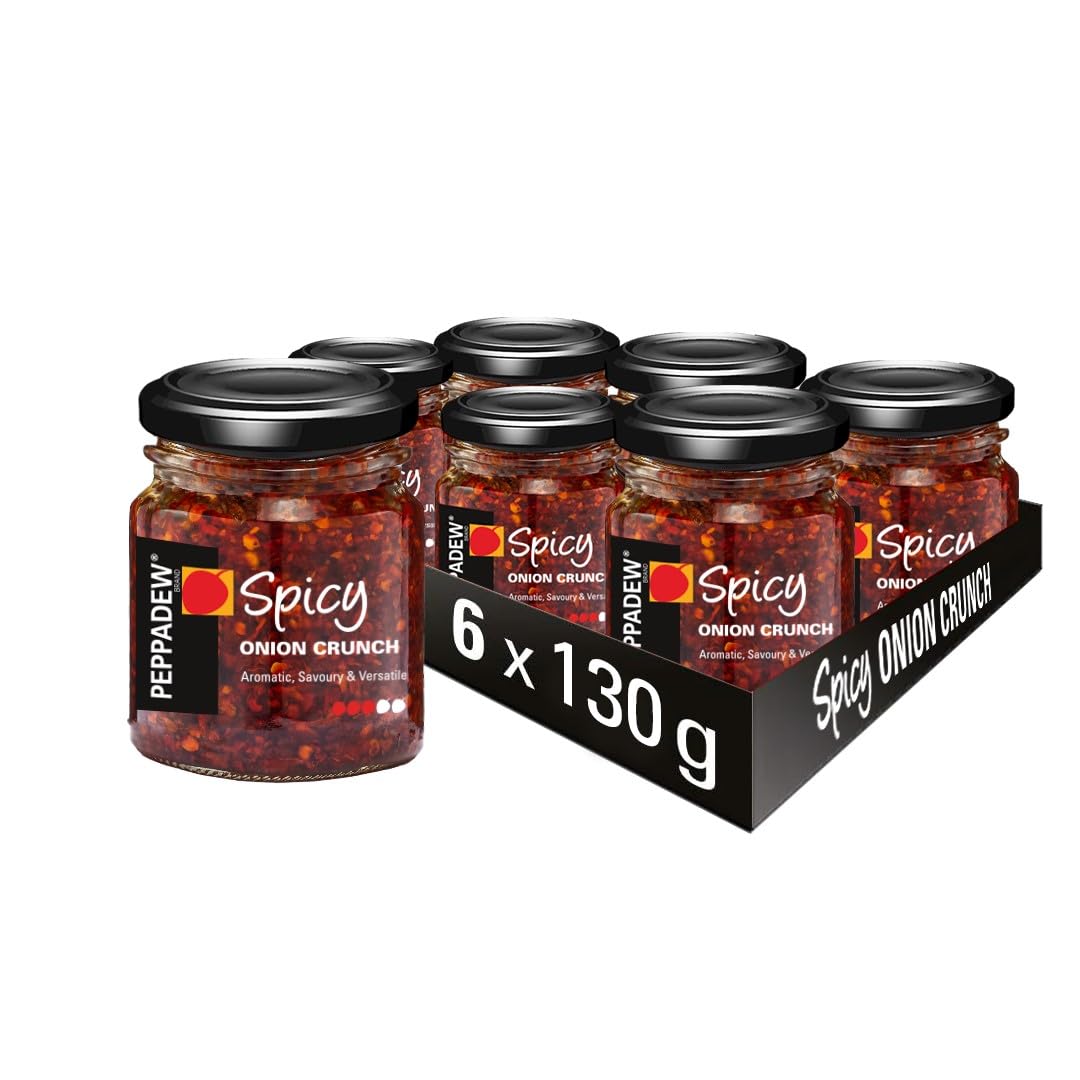 PEPPADEW Spicy Onion Crunch - Vegan, Gluten Free, Sweet & Spicy Flavour | 6 x 130g Jars