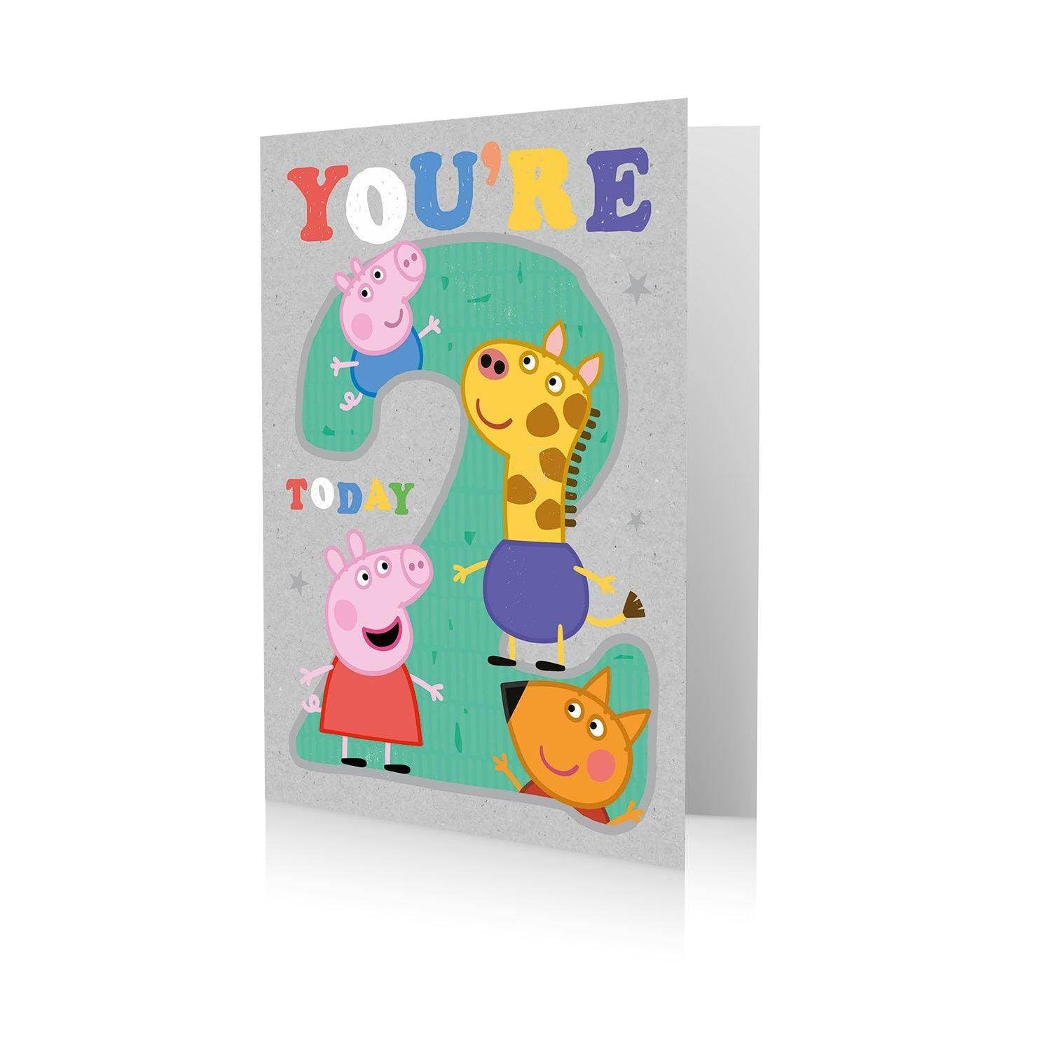 Danilo Promotions LTD Peppa Pig Age 2 Birthday Card | George & Peppa Design | 22 x 15.8 cm