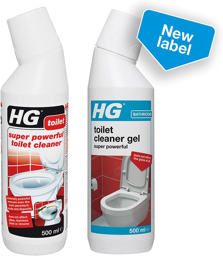 HG Super Powerful Toilet Cleaner Gel - 500ml Bathroom Descaler for Limescale & Stains