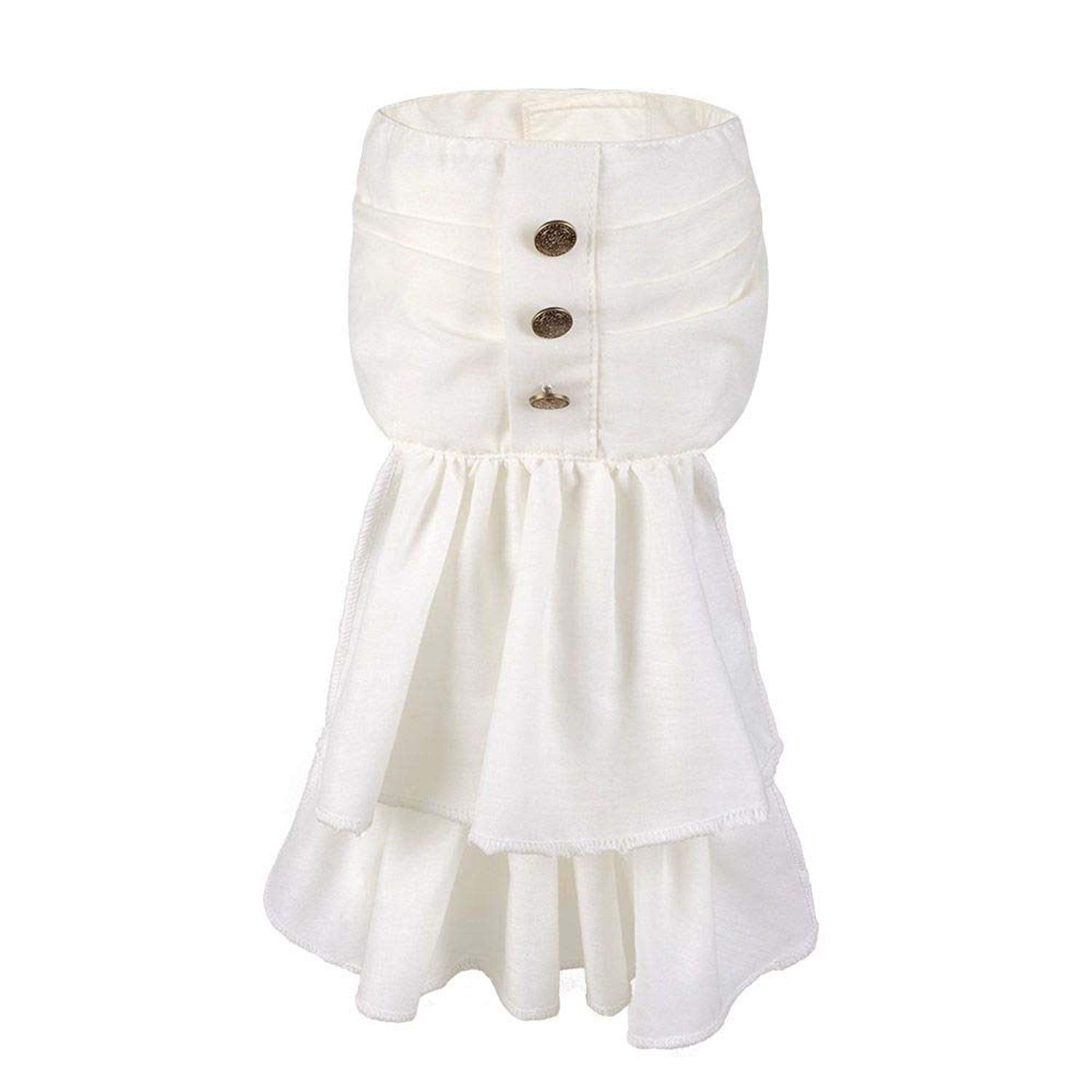 Boland White Jabot with Gold Buttons – Victorian Steampunk High Collar Neck Accessory 2